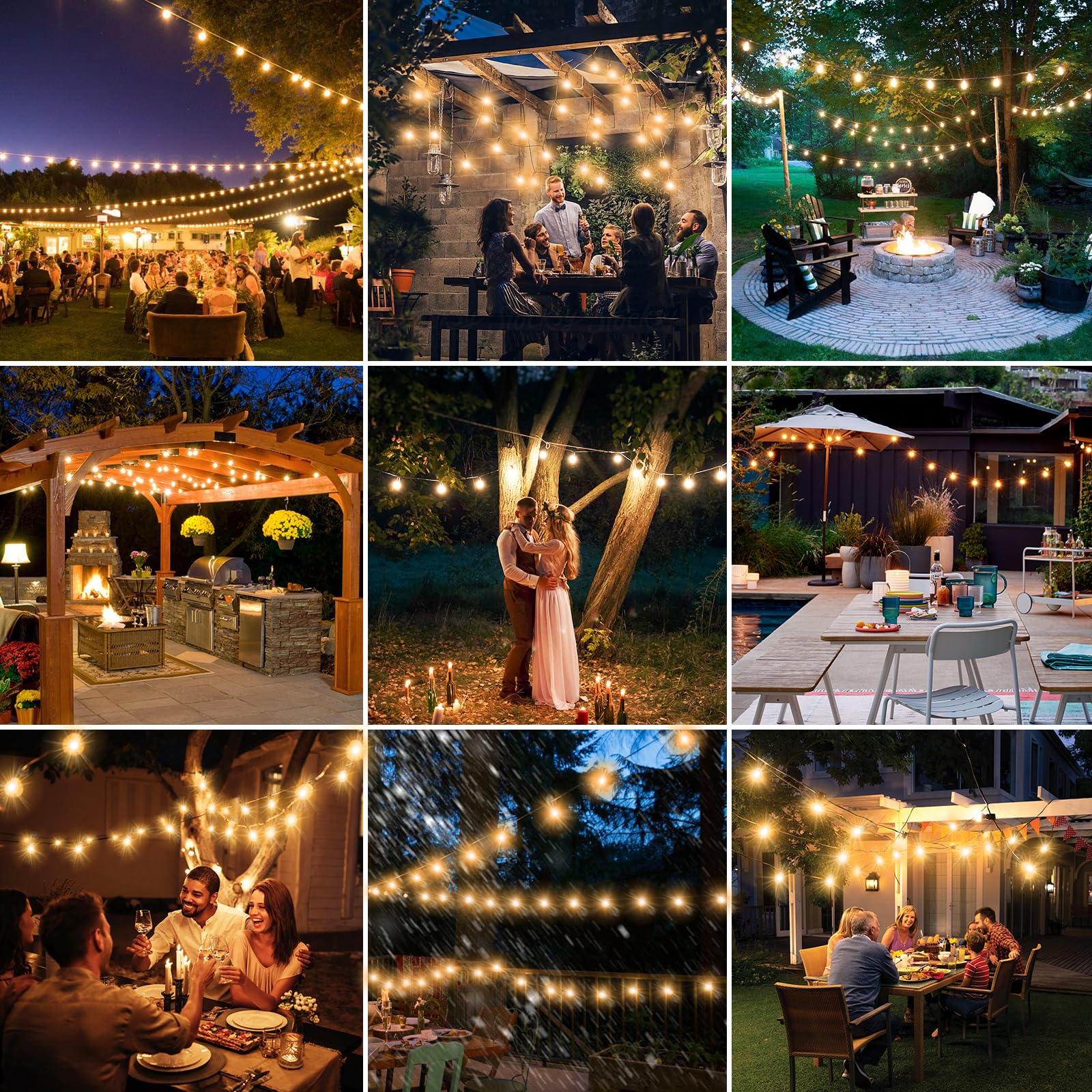 25FT Outdoor String Lights with 12+1 LED Edison Bulbs Dimmable, Waterproof Exterior Patio Lights, Shatterproof Connectable ST38 Hanging Lights for Garden Backyard Balcony Party, 2700K Warm White