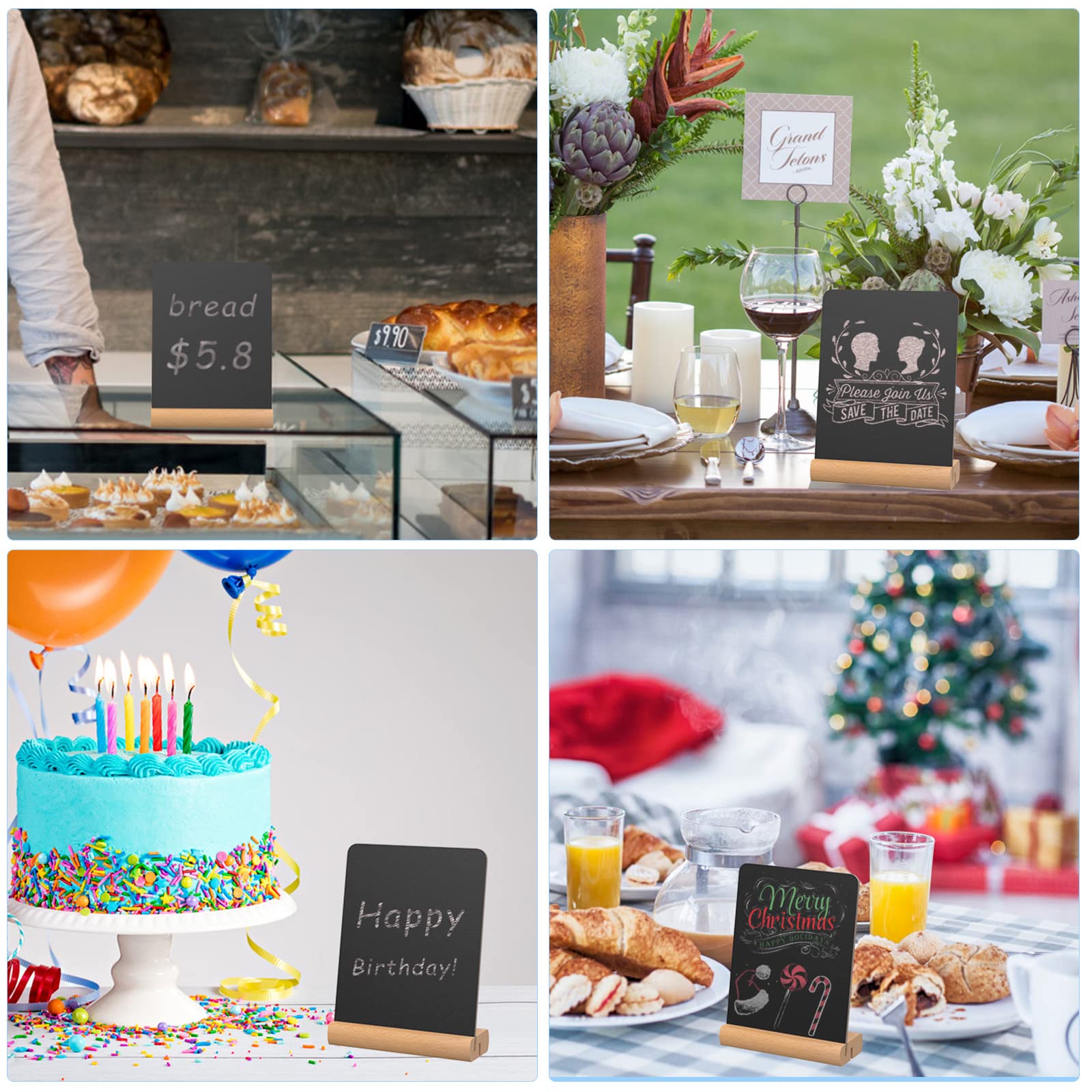 DOCMON Chalk Board, 6x8 Inch Pack of 6 Mini Chalkboard Signs with Stand for Food, Chalkboard Signs Tabletop for Buffet, Parties, Message Boards, Table Numbers