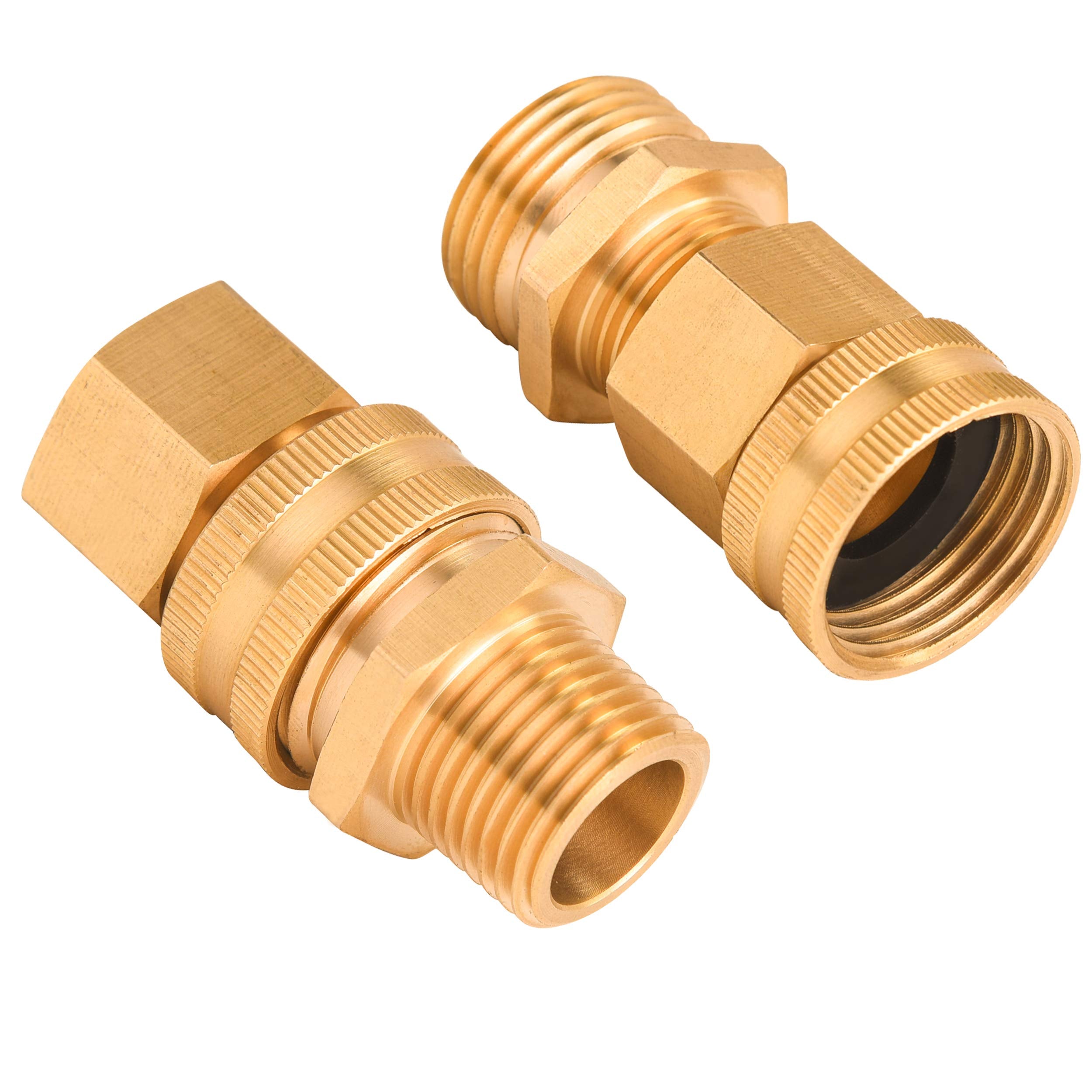 M MINGLE Garden Hose Adapter, 3/4 Inch GHT to 1/2 Inch NPT, Double Male and Female Brass Connector, with Extra 8 Washers