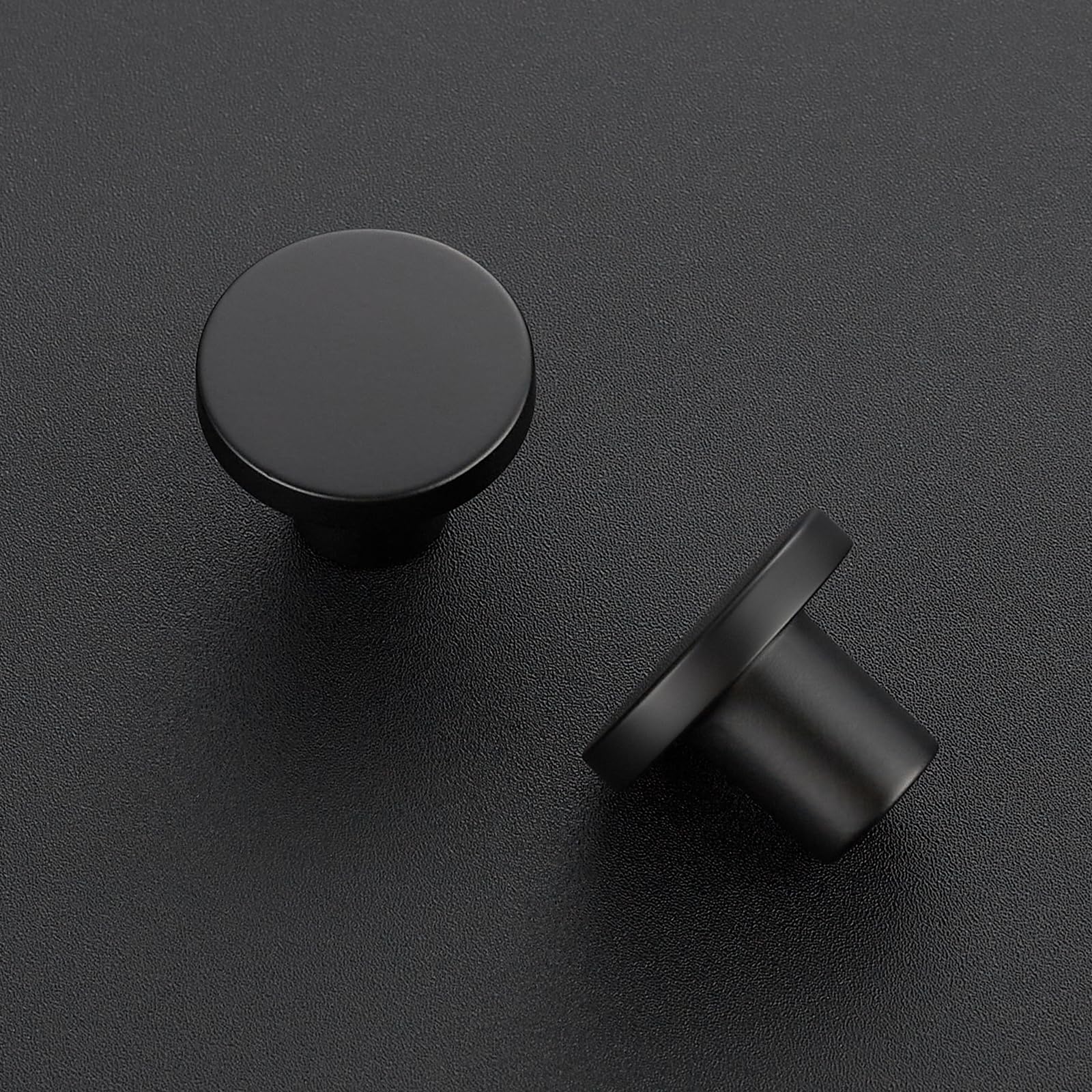 Ravinte 5 Pack Matte Black Round Cabinet Knobs Solid Dresser Knobs Drawer Pulls Black Cupboard Knobs for Modern Kitchen Cabinet Hardware
