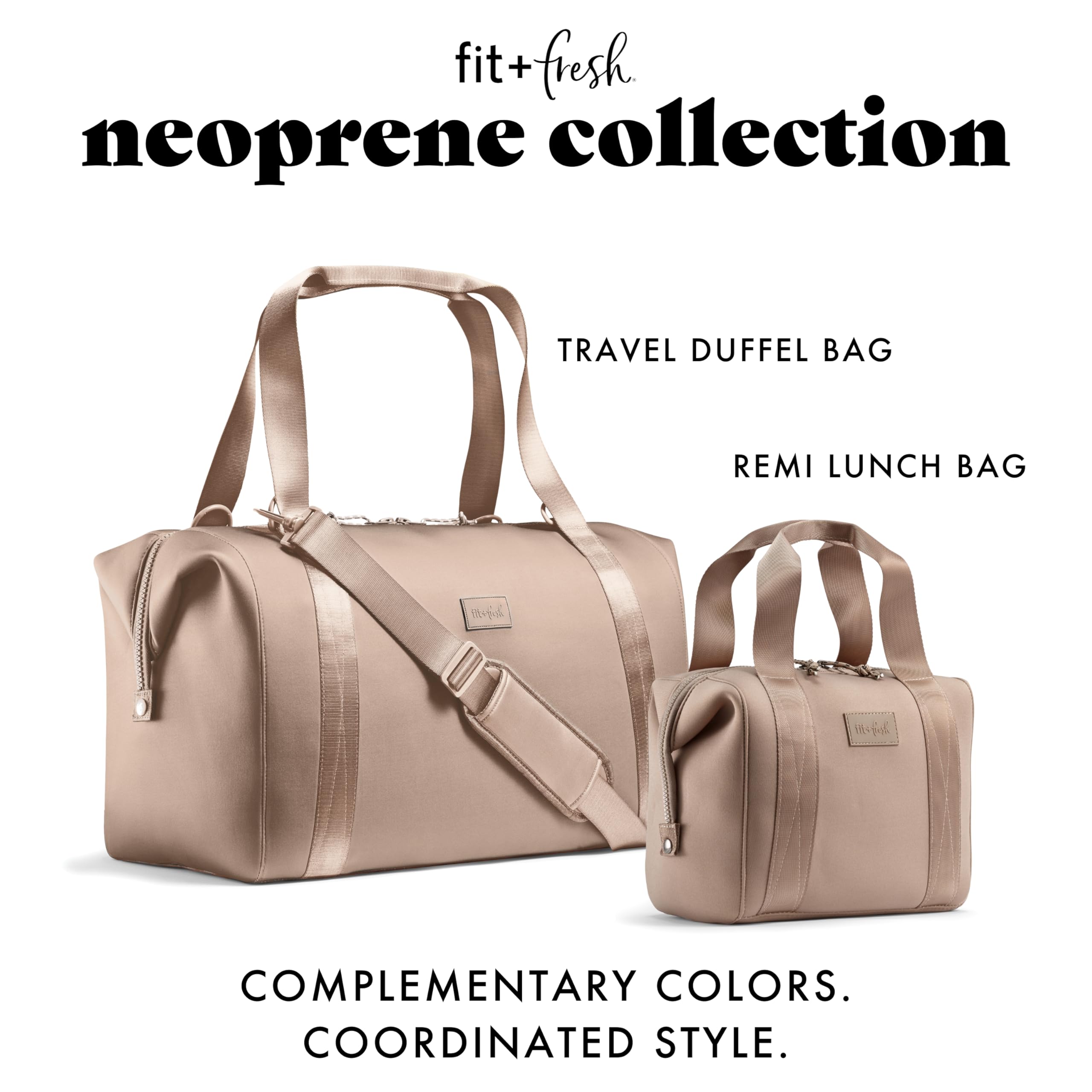 Fit & Fresh Neoprene Lunch Bag for Women, Insulated Womens Lunch Bag for Work, Tear & Stain Resistant Large Lunch Box for Women with Containers and Ice, Machine Washable Remi Lunch Bag, Taupe
