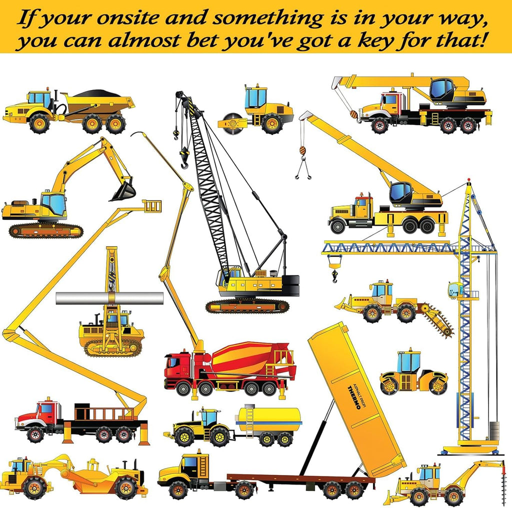 16Pcs Construction Ignition/Heavy Equipment Key Set Compatible with Volvo Caterpillar Komatsu John Deere JCB Hitachi Case