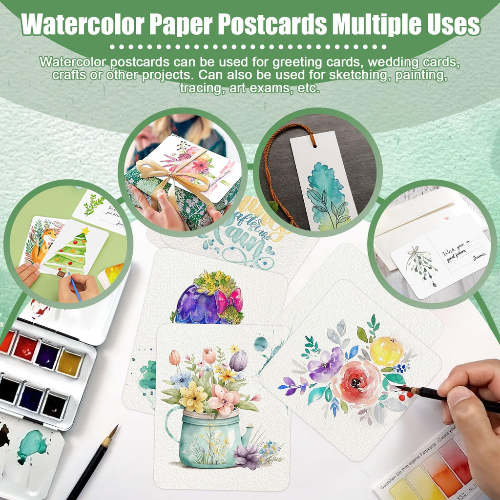 Watercolor Paper, 100 Pcs Watercolor Paper Pad, Watercolor Paper Bulk for Students, Artists, Sketch Painting