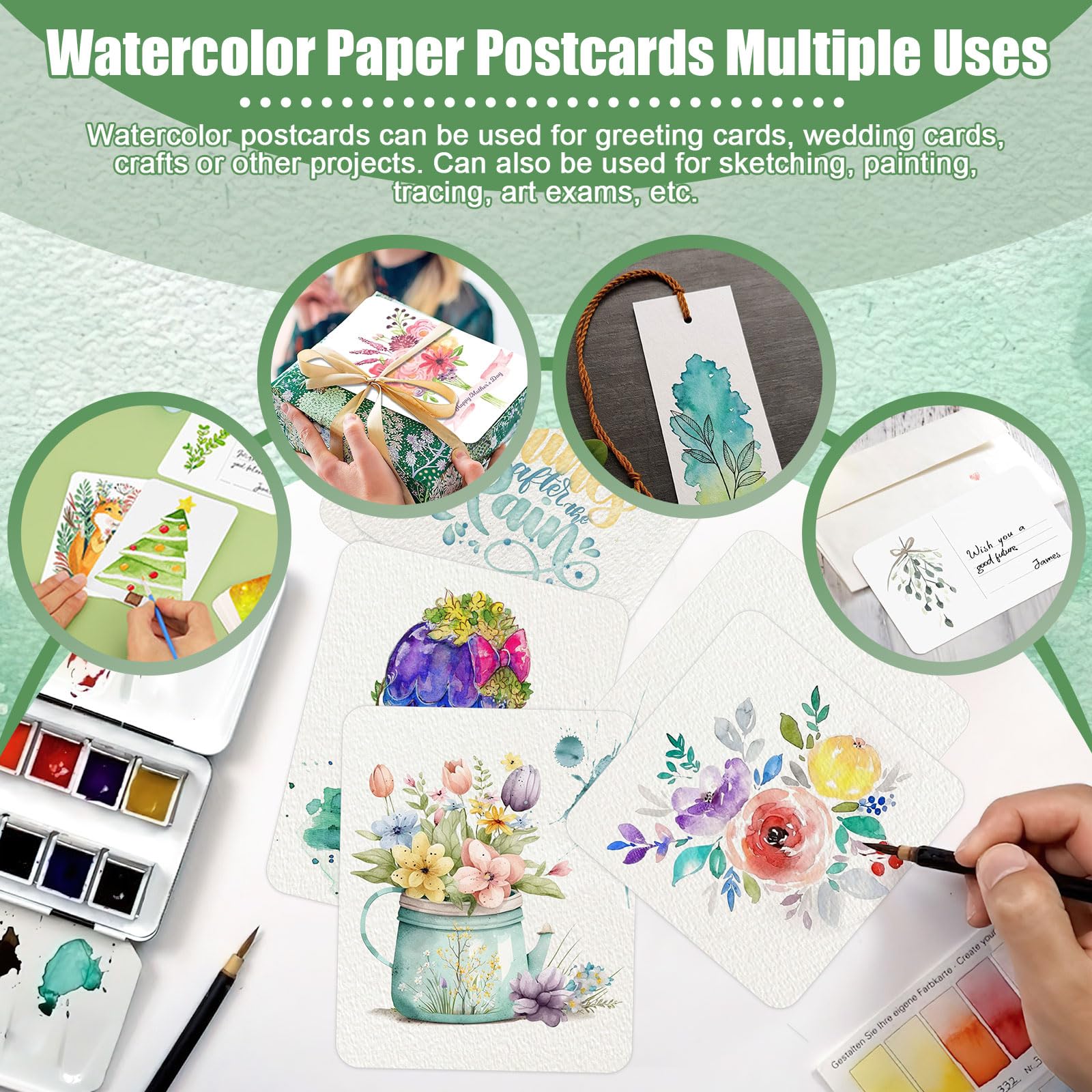 Watercolor Paper, 100 Pcs Watercolor Paper Pad, Watercolor Paper Bulk for Students, Artists, Sketch Painting