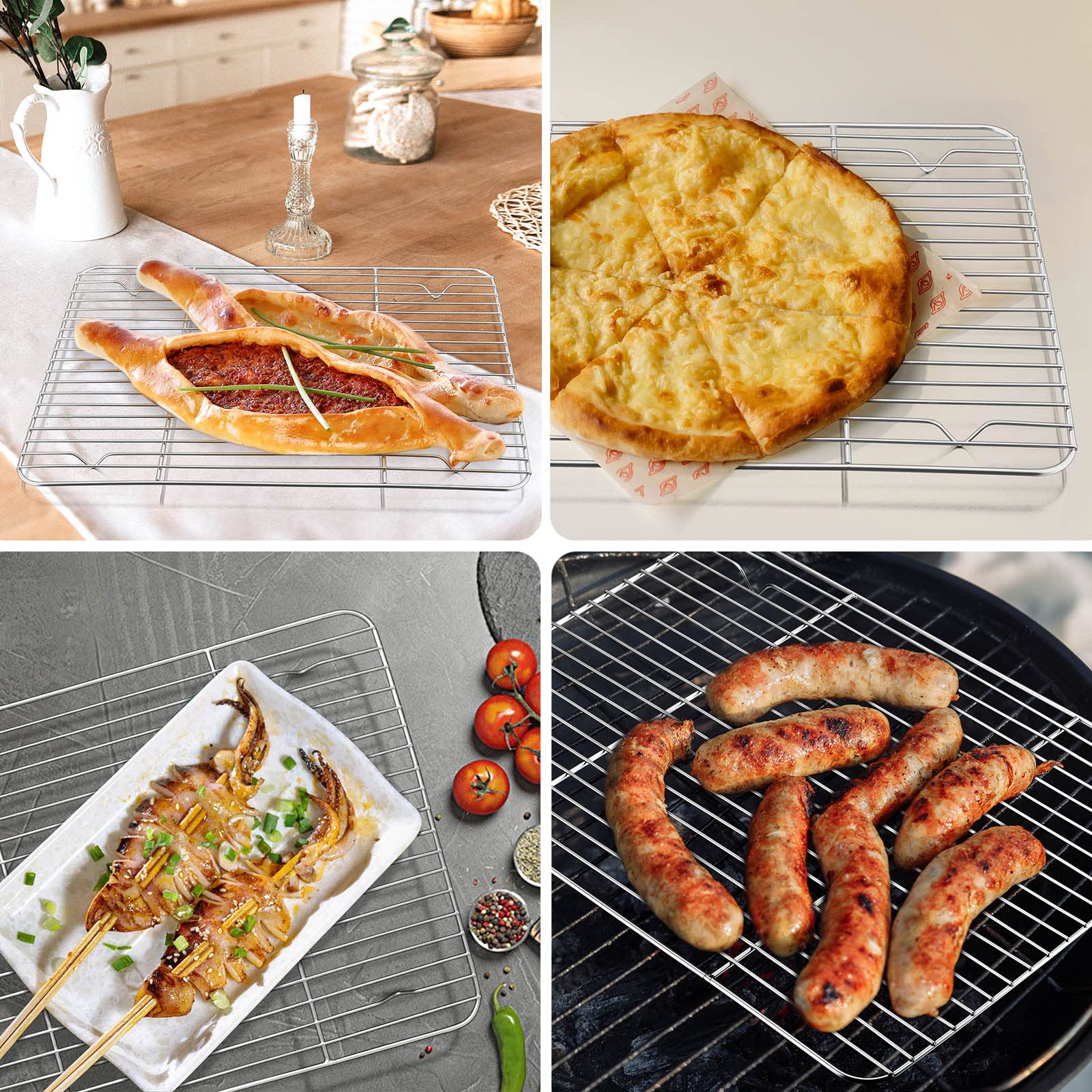 Leonyo 13" Rectangular Basting Cover with 11"x 9" Cooling Rack, Cheese Melting Dome & Wire Rack for Baking, Griddle Accessories with Steam Dome Lids for Oven, BBQ Flat Top Grill Cooking