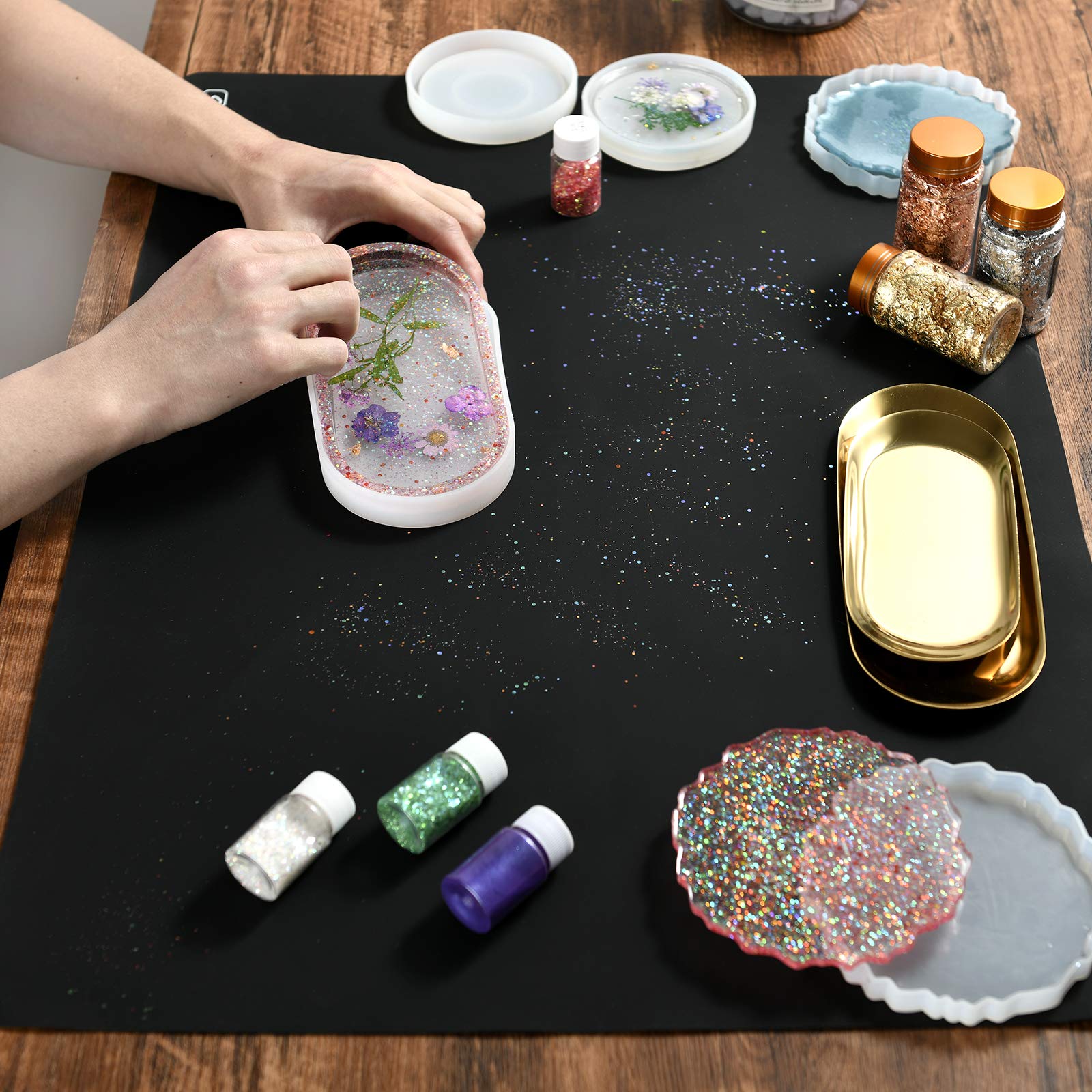 Sapid Extra Large Silicone Sheet for Crafts, Extra Thick Silicone Jewelry Casting Mats, Nonstick Nonslip Silicon Mat for Epoxy Resin, Art Painting, Heat- Resistance Counter Mat (20"×27.9", Black)