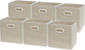 Simple Houseware 11 Inch Foldable Cube Storage Bin with Handle, 6 Pack, Beige