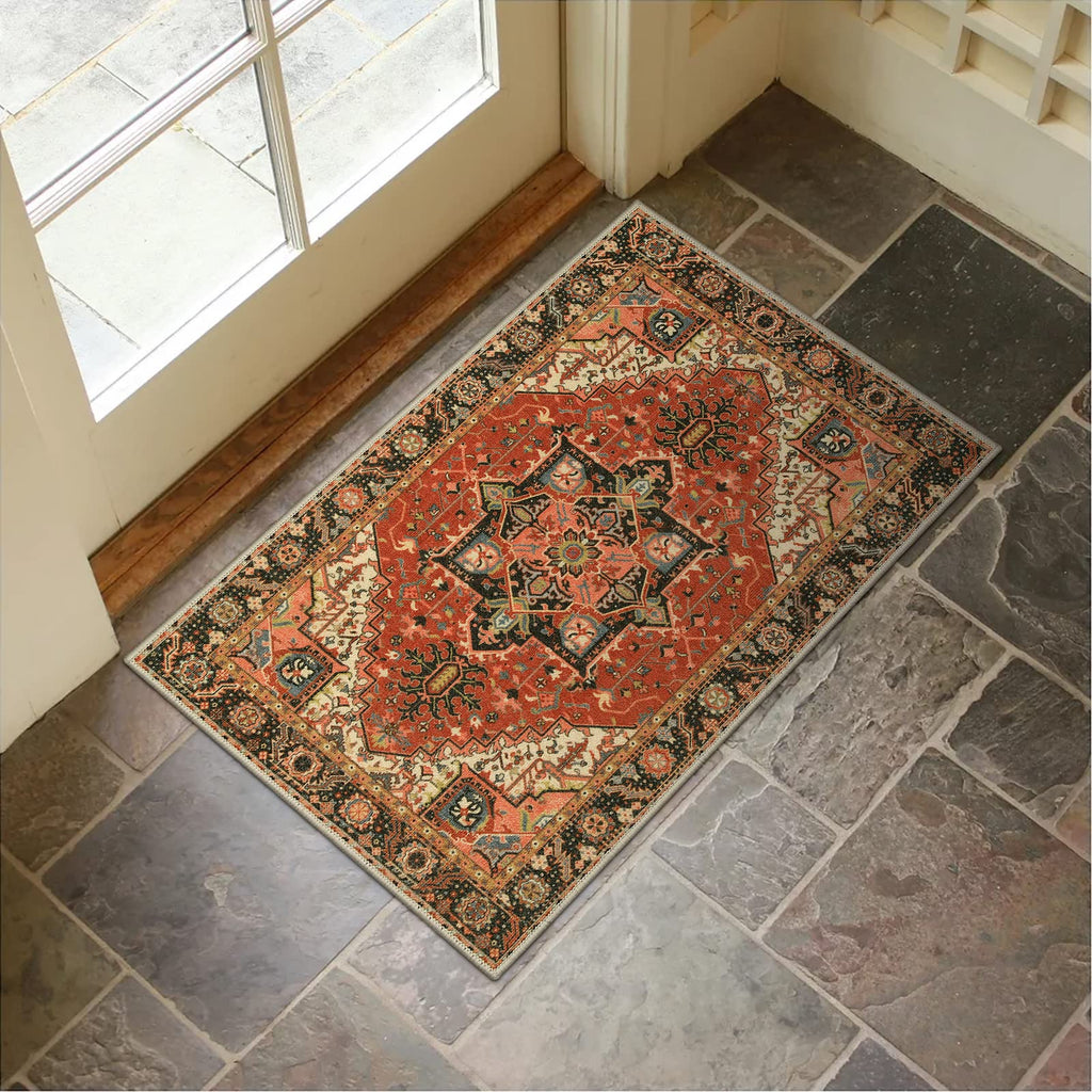 Collive Washable Indoor Door Mat, Non Slip Retro Floor Mat 20" x 32" Door Mats Indoor, Quick Absorbent Doormat Distressed Entrance Rug, Welcome Mats Entryway Rug for Kitchen Home Patio