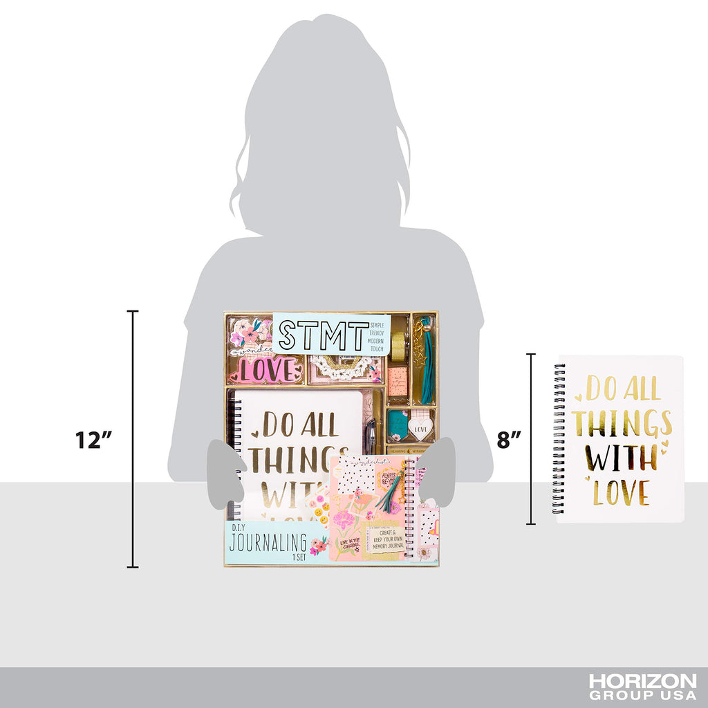 STMT 90824 DIY Journaling Set by Horizon Group USA, Personalize & Decorate Your Planner/Organizer/Diary with Stickers, Glitter Frames, Magnetic Bookmarks, Tassel Keychain & More. Pen Included