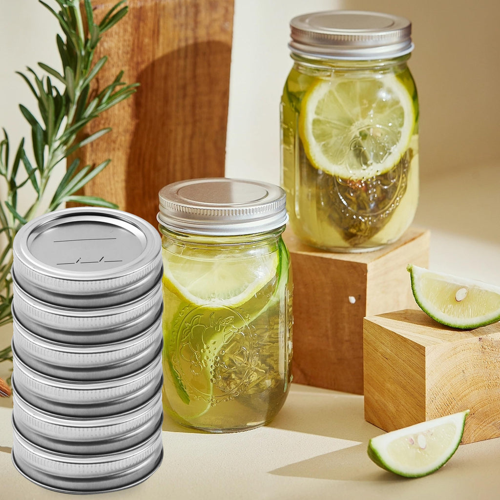 96Pcs/48 sets Canning Lids with Rings for Regular Mouth Canning Jars, Split-Type Metal Mason Jar Lids with Silicone Seals Rings Leak Proof and Secure for Regular Mouth Ball, Kerr Mason Jars (70 mm)