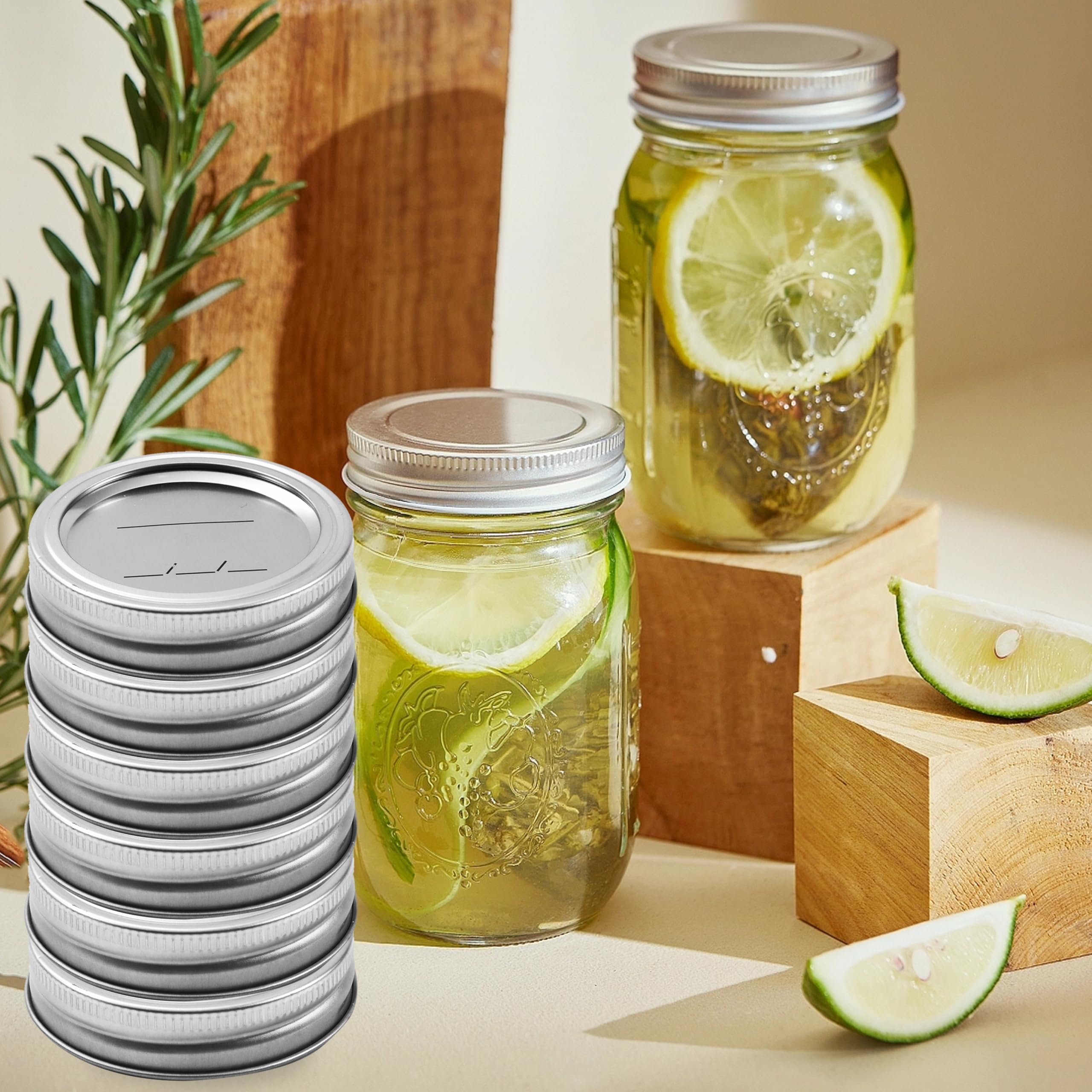 96Pcs/48 sets Canning Lids with Rings for Regular Mouth Canning Jars, Split-Type Metal Mason Jar Lids with Silicone Seals Rings Leak Proof and Secure for Regular Mouth Ball, Kerr Mason Jars (70 mm)