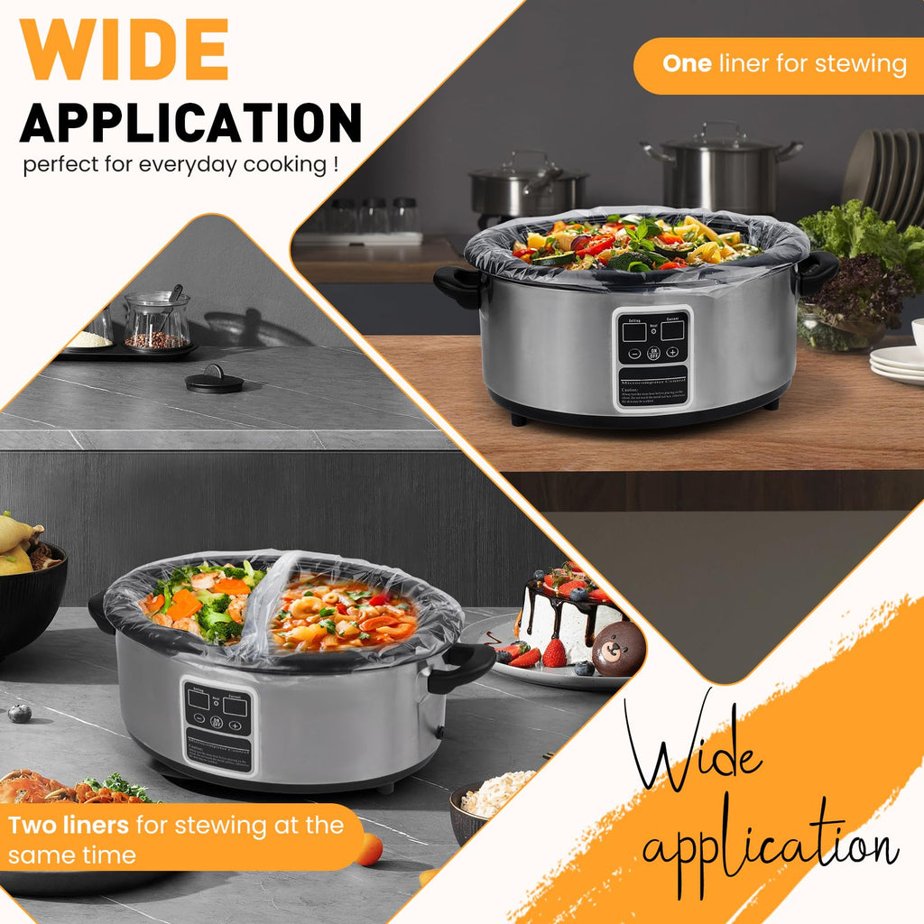 60 Pack Slow Cooker Liners, Large Size 13"x 21" Cooking Bags Disposable Pot Liners, Plastic Slow Cooker Bags Fits 3-8 Quarts, BPA Free, Suitable for Oval & Round Pot