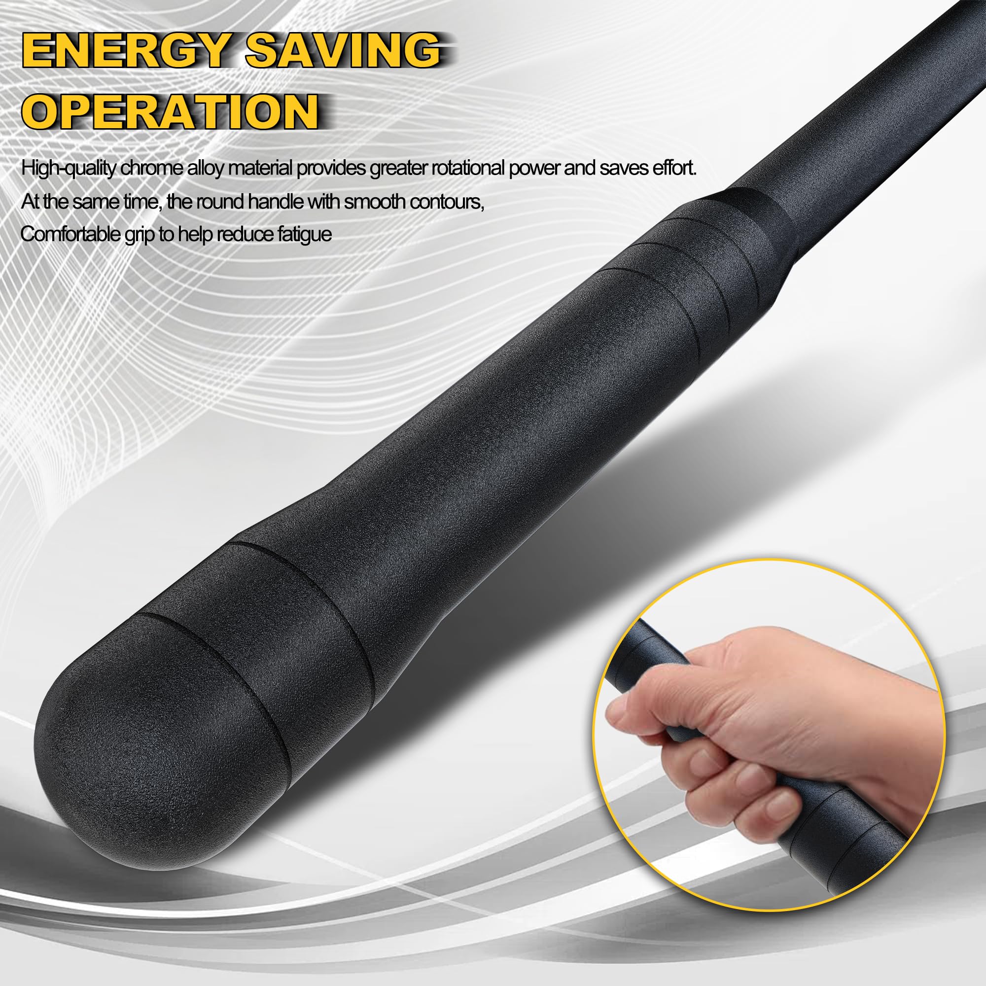 Aiourx 3/8" Drive 17.5-Inch Breaker Bar, 250° Heavy Duty Head, Ball Lock Function, CR-MO Steel, Striking Laser Specification, High Temperature Quenching Rod Body, Auto Repair, DIY