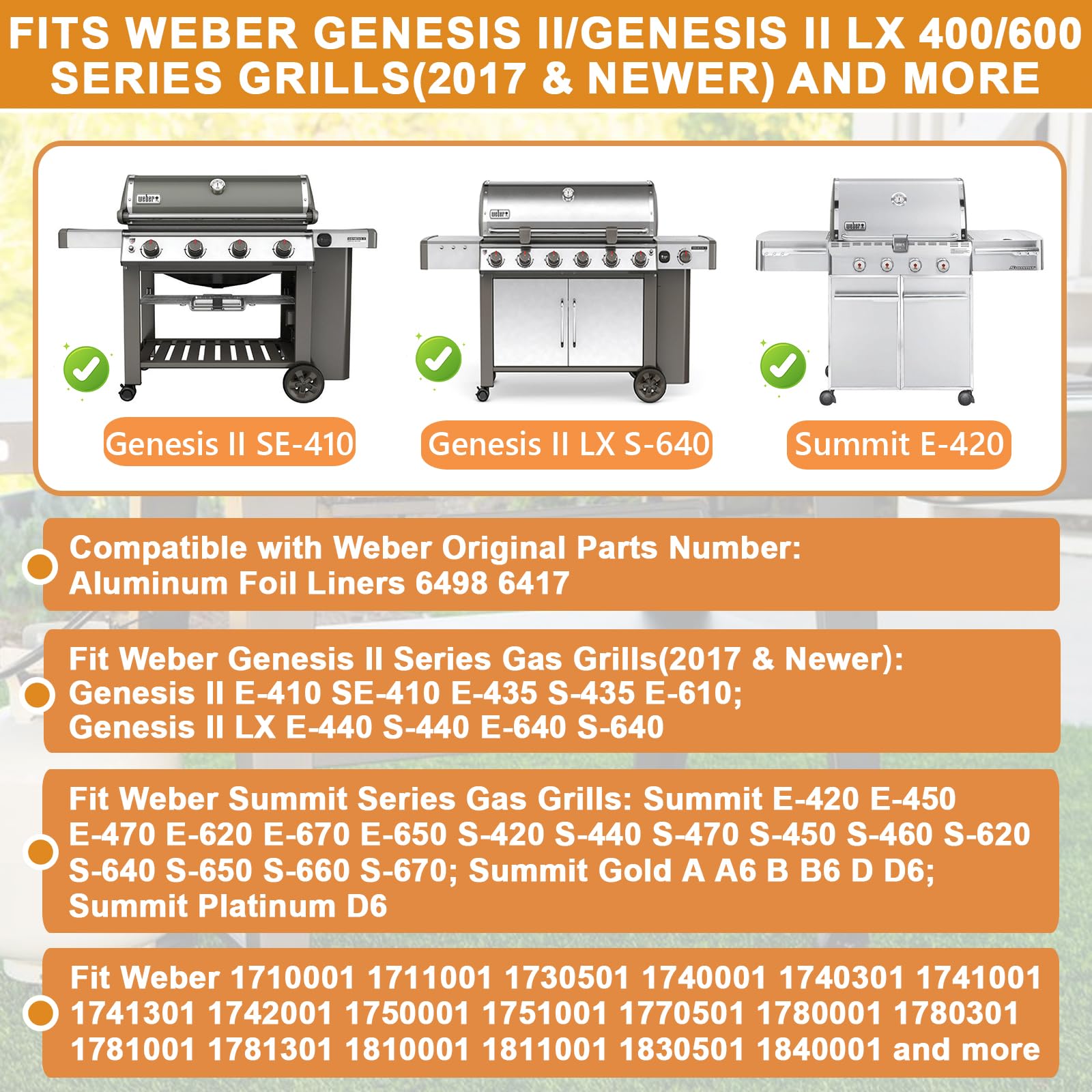 GS4 Genesis 2 Foil Drip Pans for Weber GS4 Genesis II/II LX 400/600(2016+), Summit 400/600 SER, Searwood 600,6489 Aluminum BBQ Grease Catch Trays Liner Replacement for Weber 28''/36" Gas Griddle,20PCS