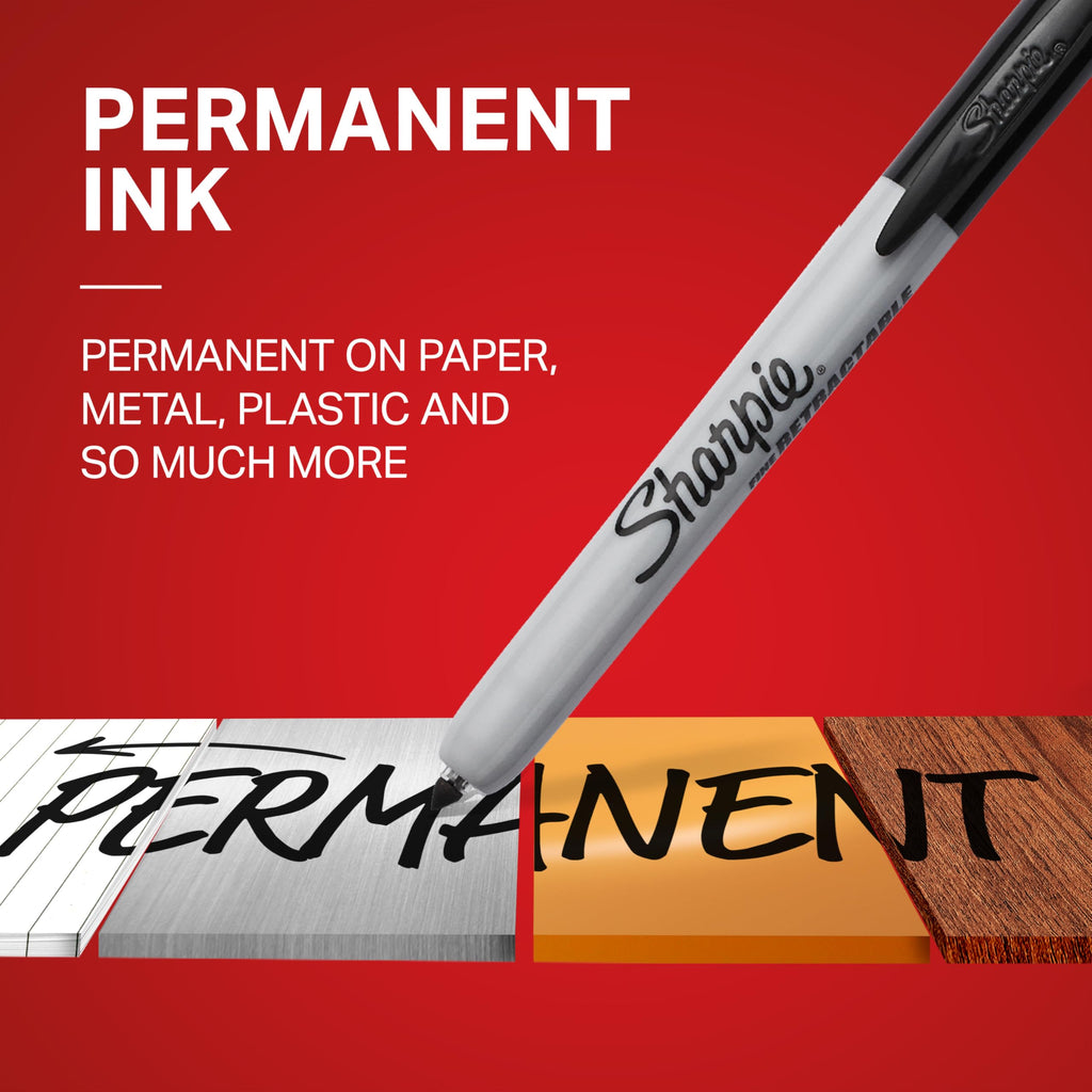 Sharpie Retractable Permanent Markers, Fine Point, Black, 12 Count
