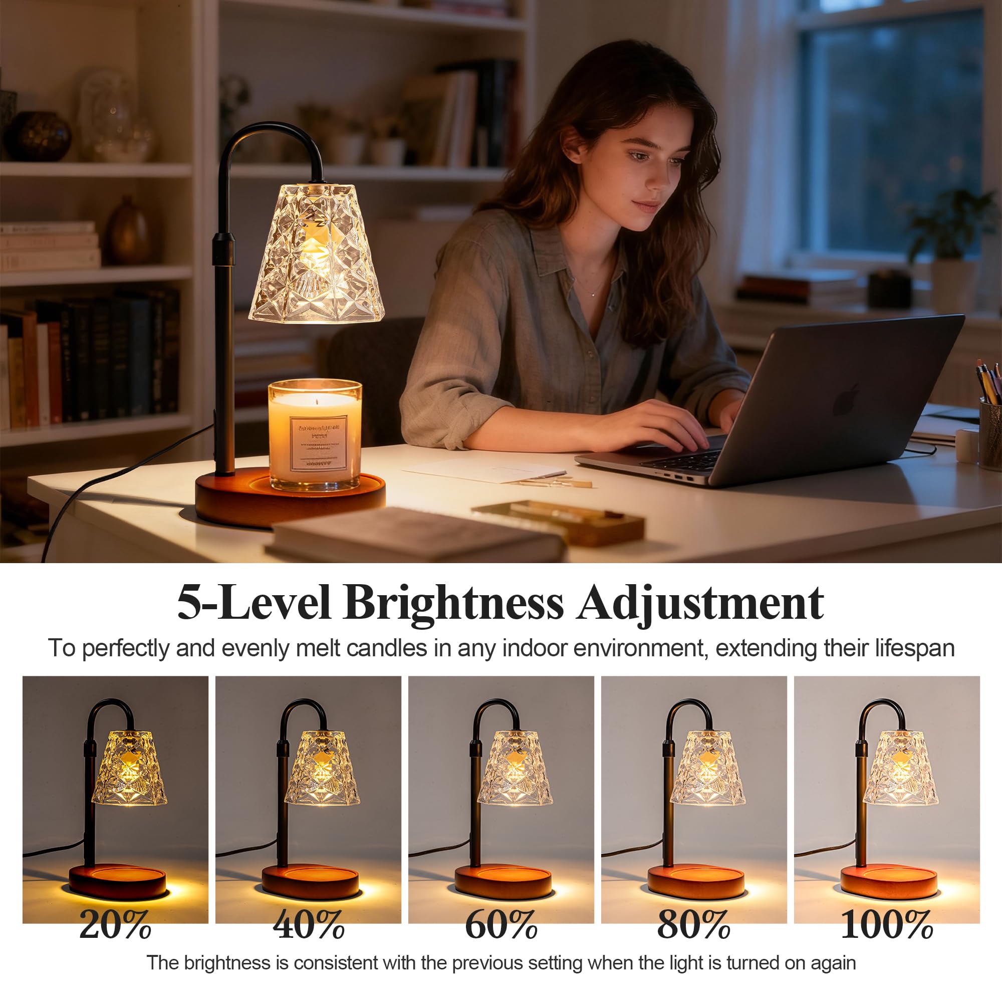 ESUNYD Candle Warmer Lamp with Timer, Birthday Gifts for Women Mom, House Warming Gifts New Home, Wax Melt Warmer for Scented Jar