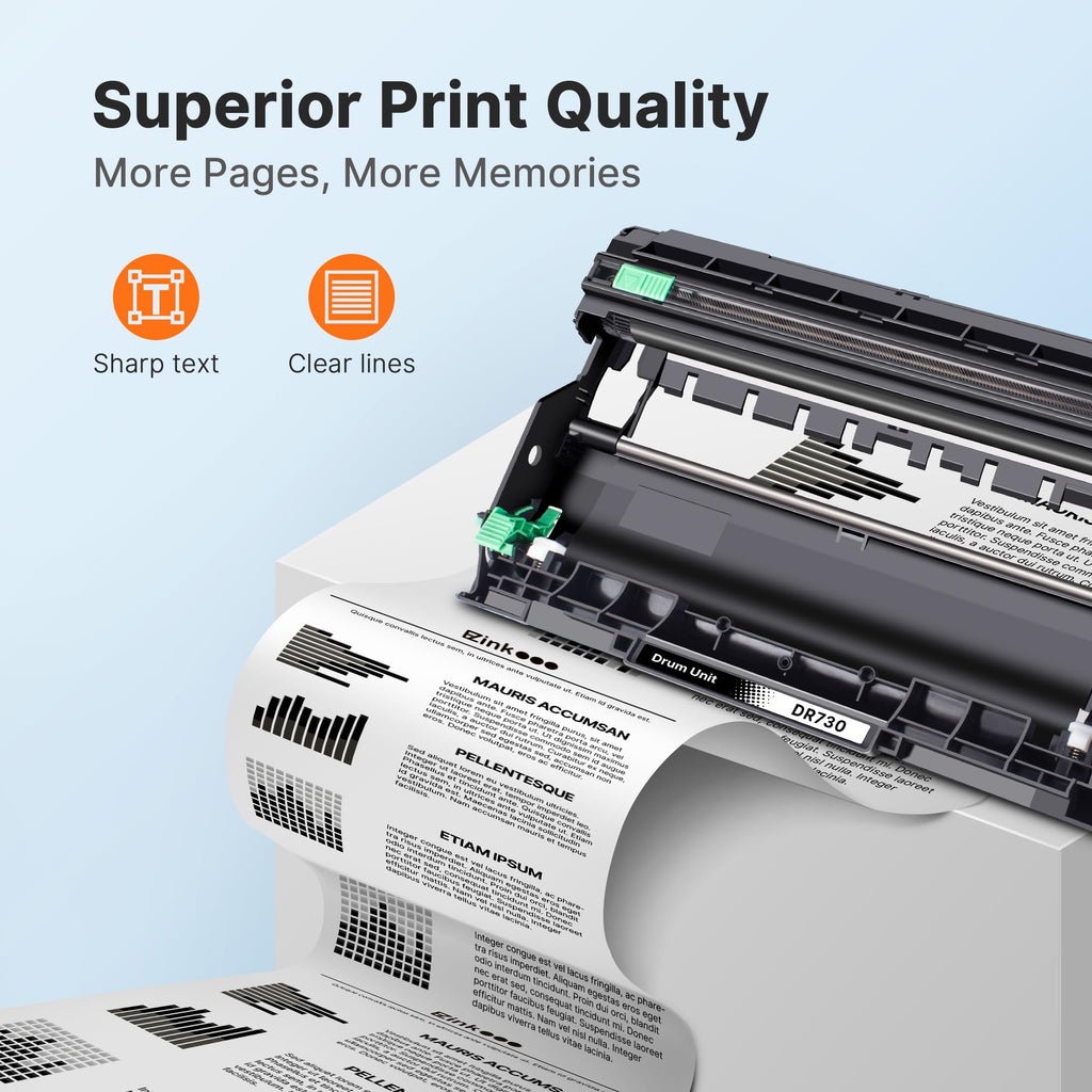 DR730 Drum Unit Replacement for Brother DR 730 DR-760 DR760 DR-730 DR-760 Toner for Brother HL-L2350DW L2370DW L2390DW L2395DW MFC-L2690DW L2710DW L2750DW DCP-L2550DW Drum Kits Printer (1 Pack)