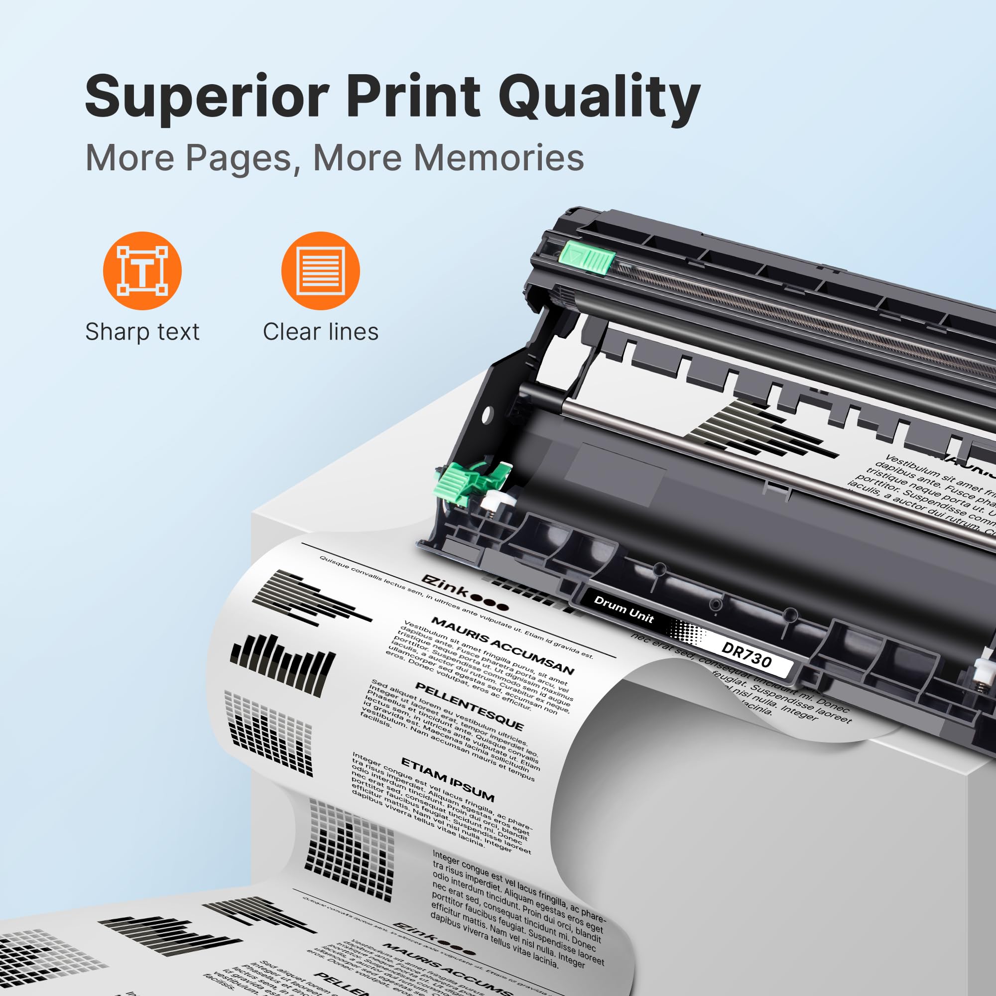 DR730 Drum Unit Replacement for Brother DR 730 DR-760 DR760 DR-730 DR-760 Toner for Brother HL-L2350DW L2370DW L2390DW L2395DW MFC-L2690DW L2710DW L2750DW DCP-L2550DW Drum Kits Printer (1 Pack)