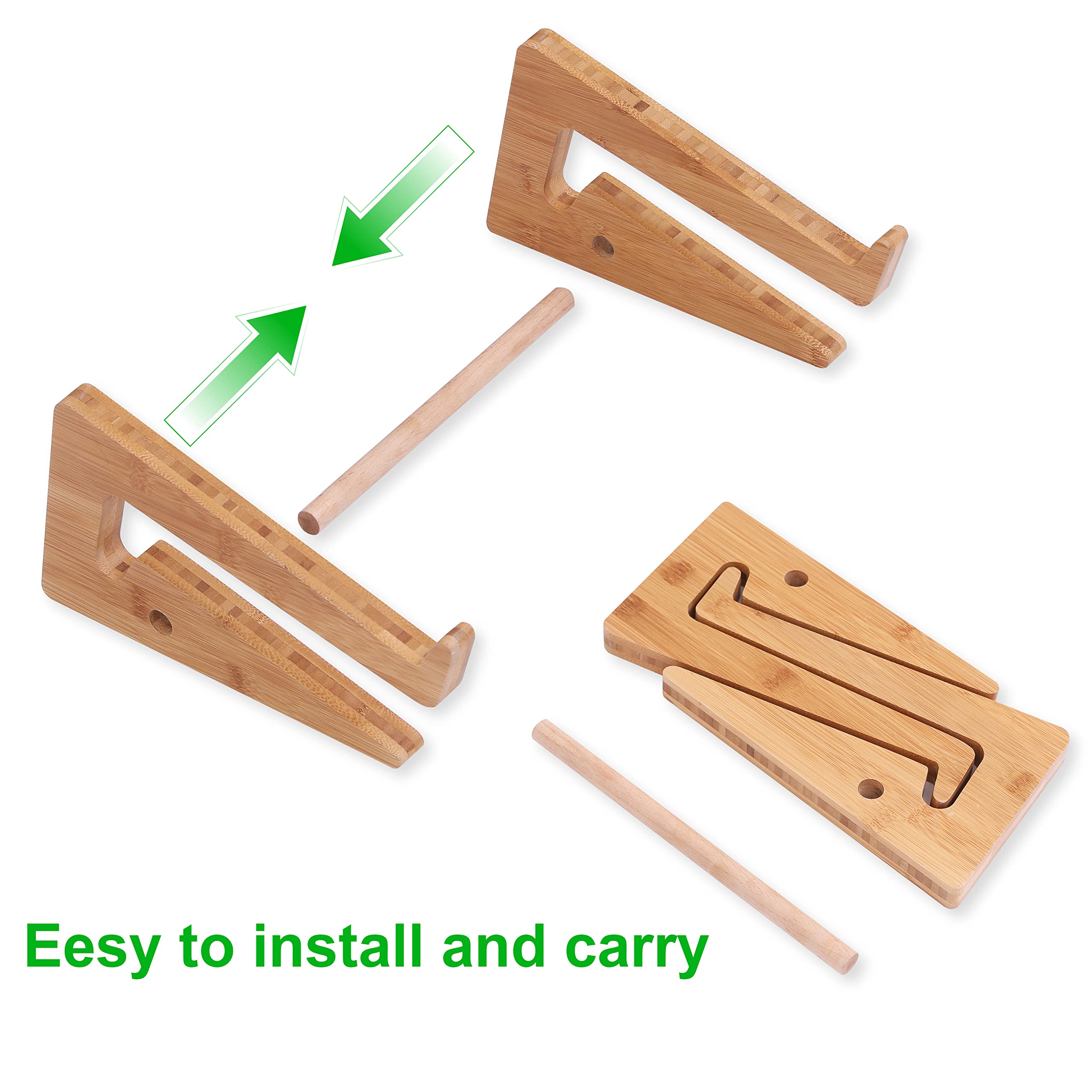 Nuvograin Wooden Vertical Laptop Stand for Desk, Bamboo Laptop Holder Compatible with MacBook Air Pro/Dell XPS/Surface Pro/HP/Pixelbook/Lenovo, More 13-15.6 Inch Laptops