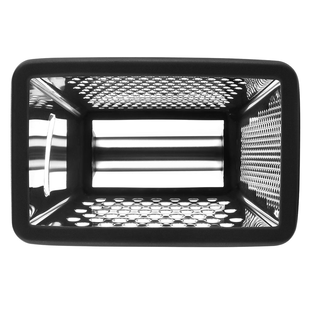 Professional Cheese Grater - Stainless Steel, XL Size, 4 Sides - Perfect Box Grater for Parmesan Cheese, Vegetables, Ginger - Dishwasher Safe - Black