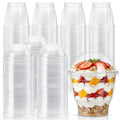 Lyellfe 100 Pack Dessert Cups with Dome Lids, 12 Oz Clear Plastic Cups, BPA Free Reusable Parfait Ice Cream Snack Cups for Pudding, Fruit, Cupcake, Iced Cold Drinks
