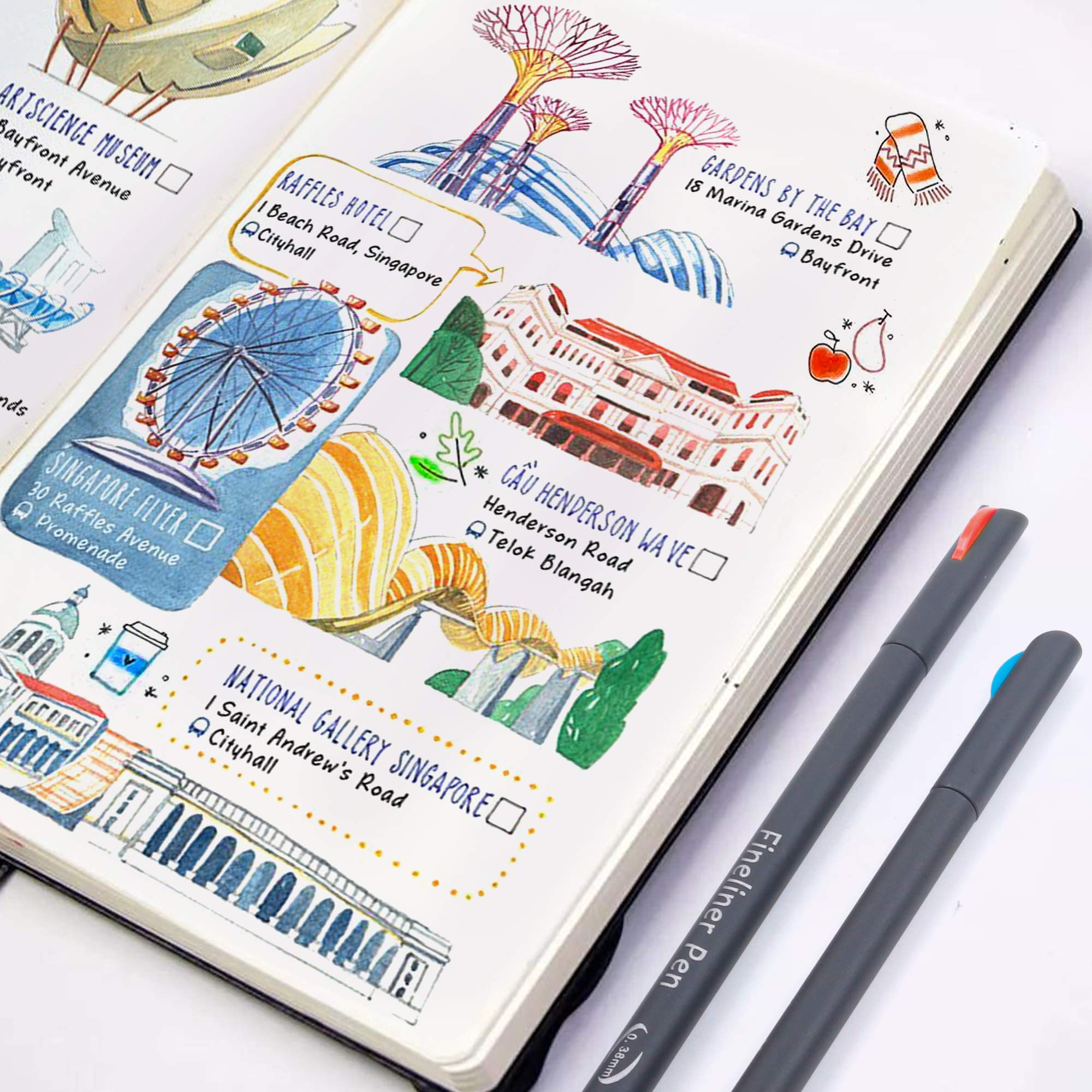Lineon 40 Colors Journal Planner Pens, 40 Colors Fineliner Pens Perfect Set for Journal Planner Note Calendar Coloring Office School Art Supplies