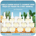 Plug in Scented Oil Refill, 12ct, Vanilla Almond Biscuit, Cashmere Wood, Fresh Cut Fraser Fir, First Snowfall, Wall Plug In Refill Oils for Home, Compatible with Air Wick & Glade, Not for Glade Plus