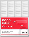 enKo 8000 Labels, 1/2" x 1-3/4" - White - Address, Mailing, Shipping & Barcode Blank Labels for Laser and Inkjet Printers