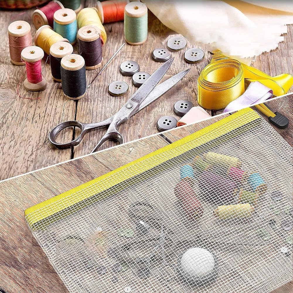 24 Pcs 10 Color Waterproof Mesh Zipper File Bags Document Pouch Multipurpose Travel Bags for Office Supplies Cosmetics Travel Accessories Random School Supplies Office Appliances Home