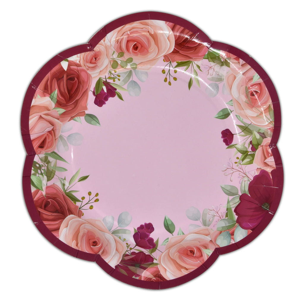 Floral Tea Teacup Party Supplies Set 24 7" Flower Shaped Paper Plates 24 5" Scalloped Saucer Plate 24 7 Oz Tea Cup with Handle 48 Lunch Napkin for Disposable Spring Bridal Baby Shower Wedding Birthday