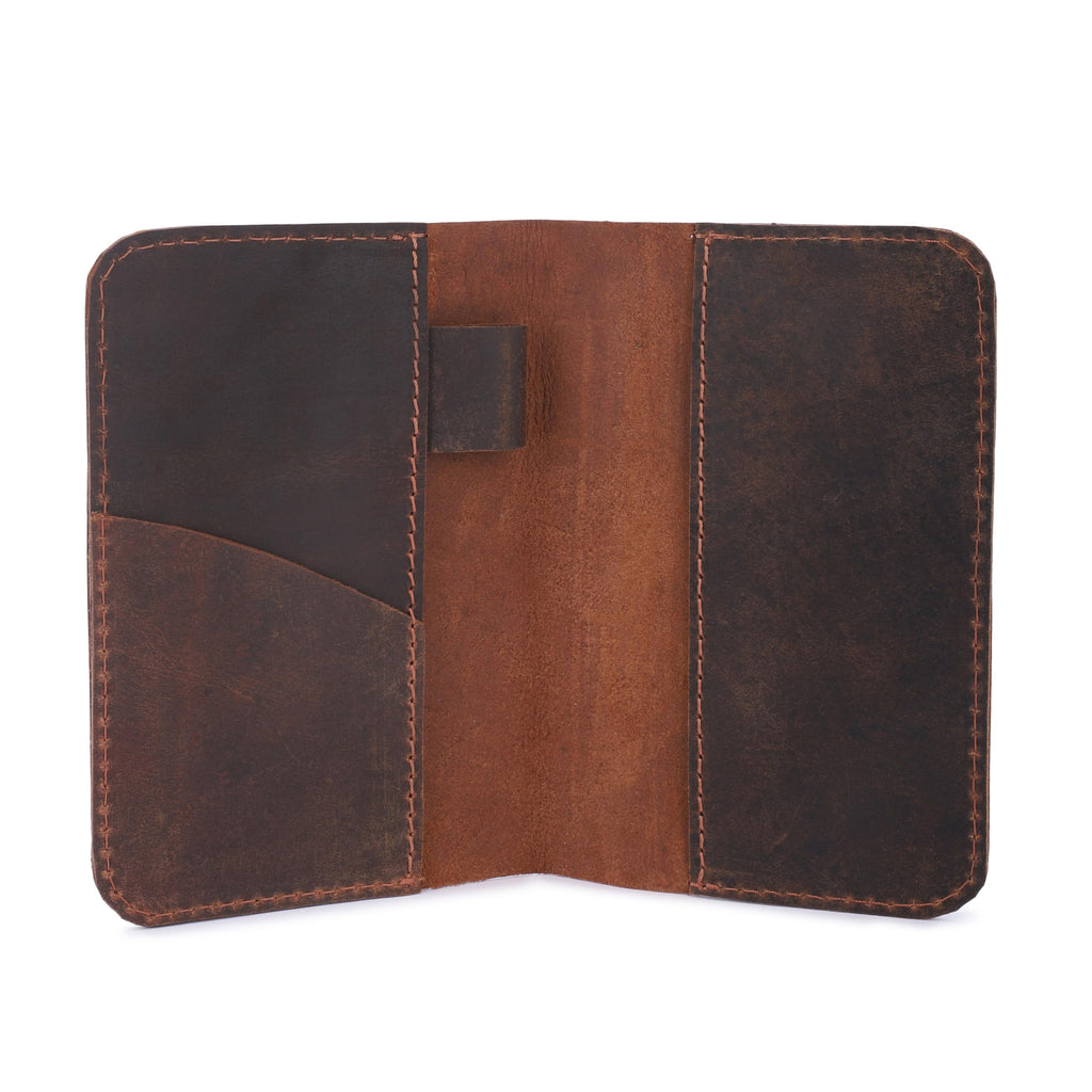 CestAntiQ, Leather Journal Cover for Field Notes, Notebook Cover for Moleskine Cahier Journal Leather Field Notes Cover, Wallet Case, (3.5 x 5.5 in.) Journal Cover Cards Slot / Refillable Travelers Pocket Notebook Handmade Leather Cover with Pen Holder ::