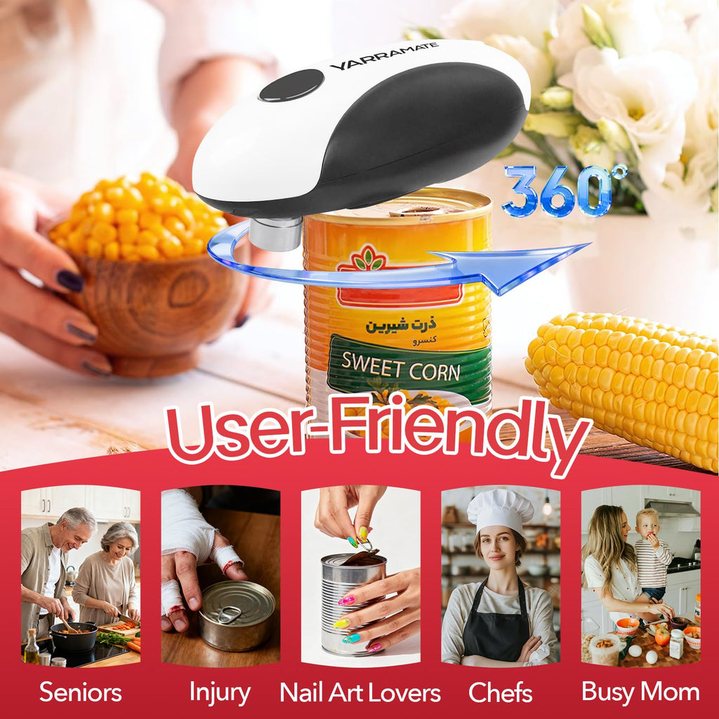 YARRAMATE Electric Can Opener, One Touch Rechargeable Automatic Can Openers for Kitchen Fits All Cans Sizes - Smooth Edge, Hands-Free for Seniors | with Storage Bag, Portable for Travel