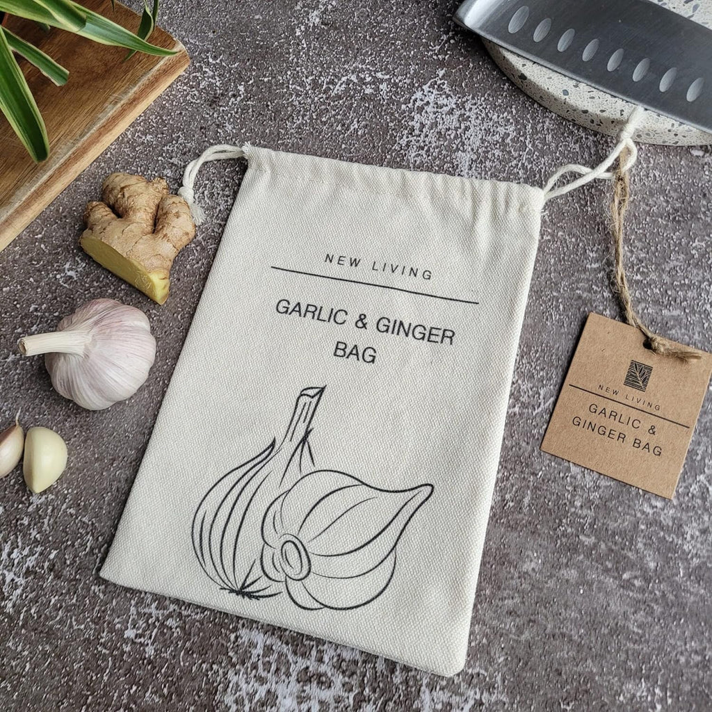 Potato, Onion & Garlic Bag 3 Pack Bundle - Real Linen Cotton Blend | Food Sack Eco Product Vegetable Storage | 30x40 cm
