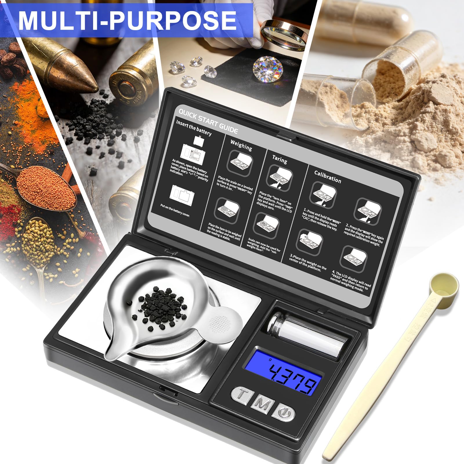 THINKSCALE Milligram Scale, 50g/0.001g Digital Jewelry Scale, Mg Scale 6 Units, Micro Gram Scale, Powder Scale for Reloading, Medicine, Gem, Cal Weight Included