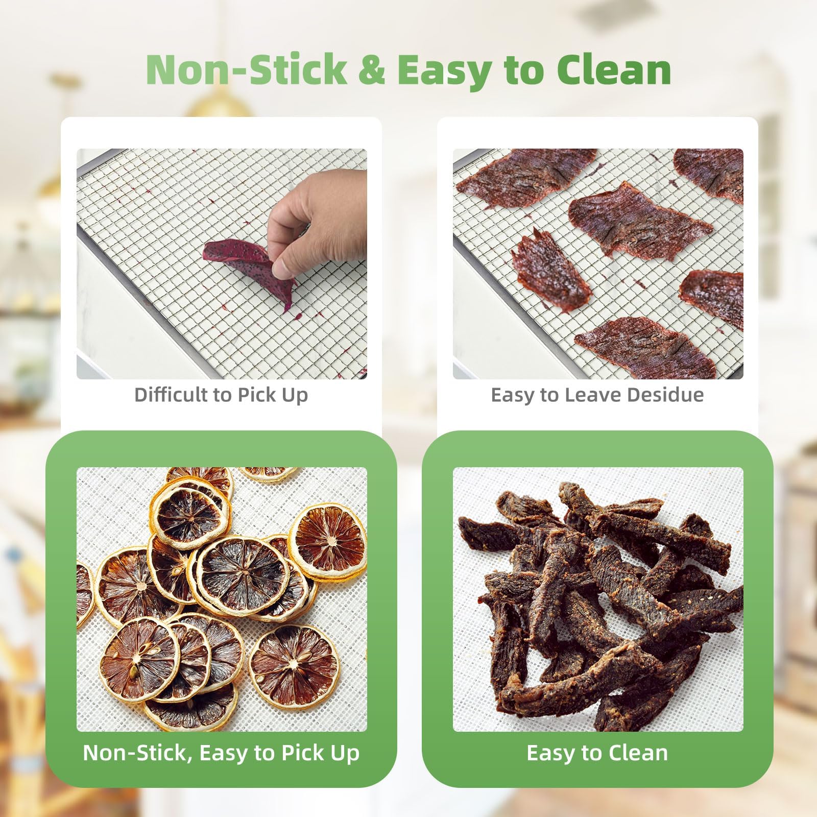 Narcilors 12 Pcs 14x14 Inch Silicone Reusable Dehydrator Sheets Food Fruit Dryer Mesh Dehydrator Trays Fine Mesh Non Stick Dryer Mats for Meat Herbs Cooking Baking