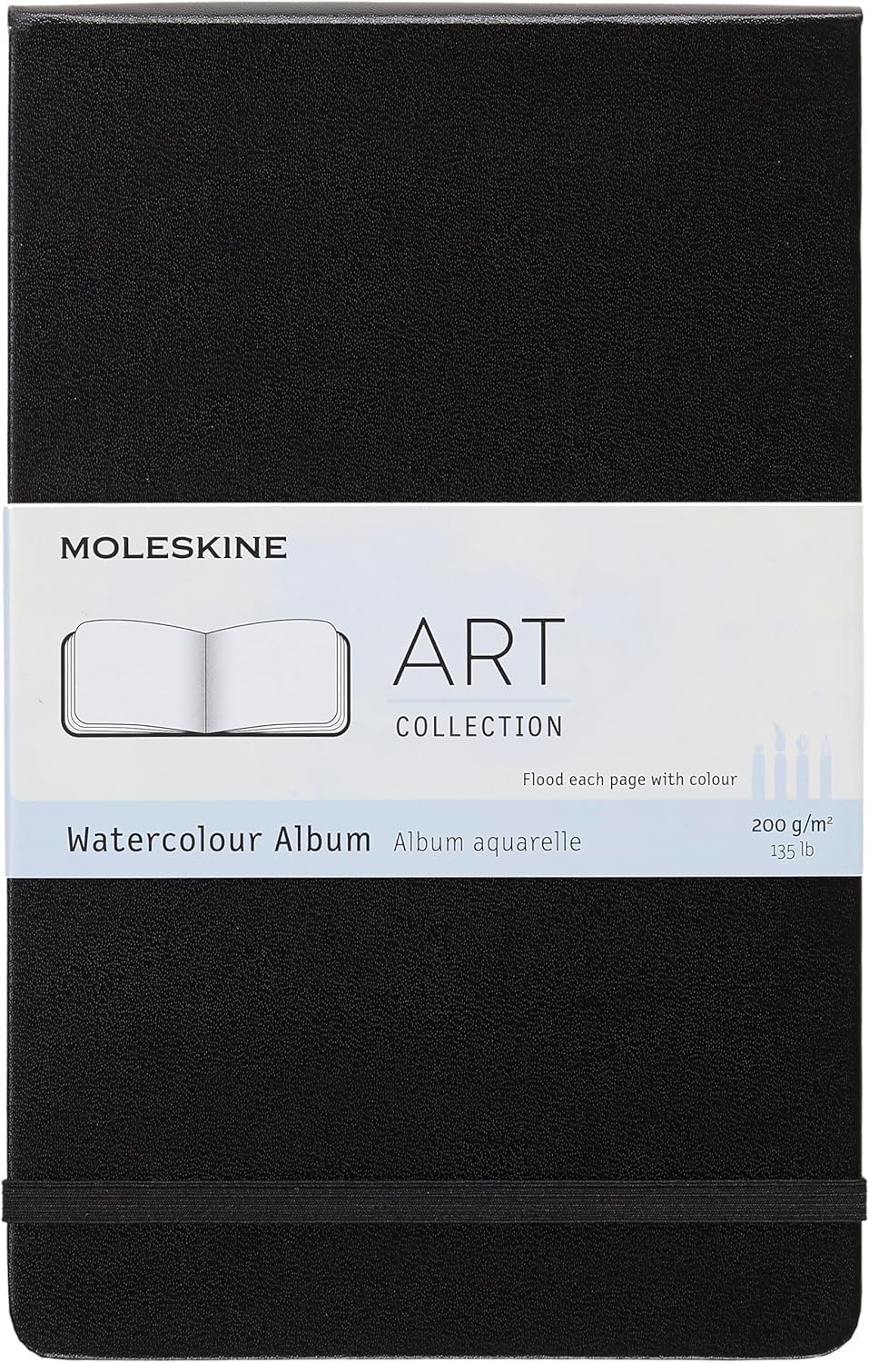 Moleskine Art Watercolor Album, Hard Cover, Large (5" x 8.25") Plain/Blank, Black, 72 Pages
