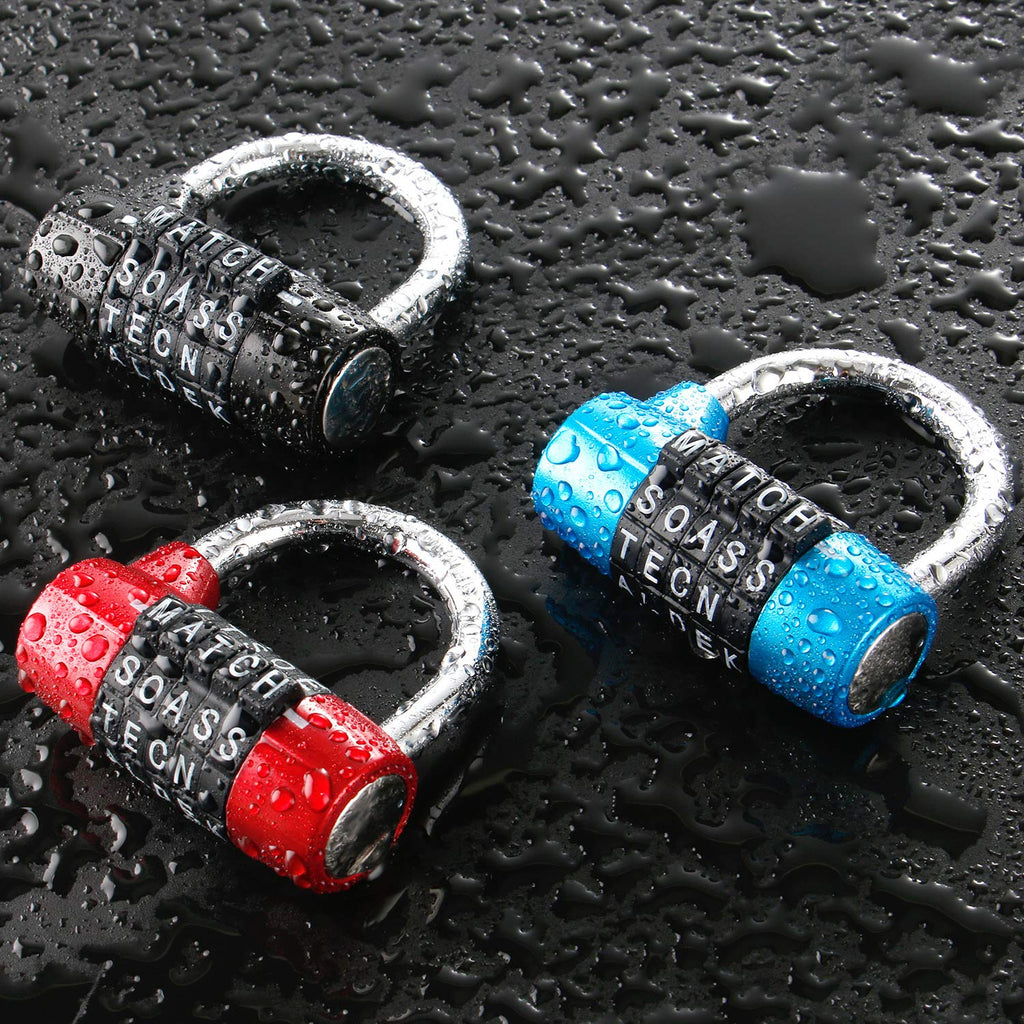 Gym Locker Lock, 5 Letter Combination Lock Password Sturdy Security Padlock (Red)