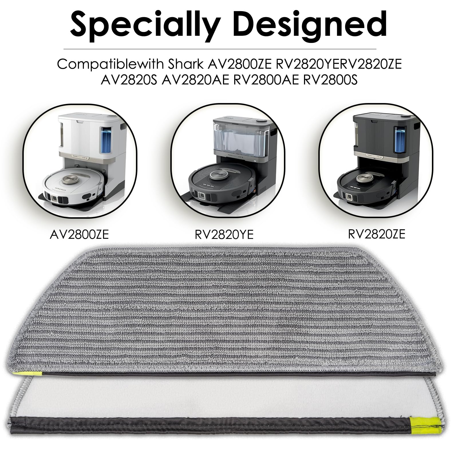 (5 Pack) RV2820ZECA RV2820YECA Replacement Mop Pads for Shark RV2820YECA RV2820ZECA PowerDetect 2-in-1 Robot Vacuum, AV2800ZE, RV2820YE, RV2820ZE, AV2820S, AV2820AE, RV2800AE, RV2800S Mop Pad