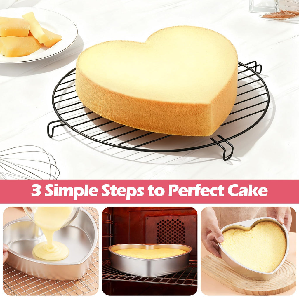 E-far 6 Inch Heart Cake Pan, 2Pcs Stainless Steel Small Heart Shaped Cake Mold, Cake Tin Baking Pan for Valentine's Day Anniversaries Wedding, Non-Toxic & Dishwasher Safe