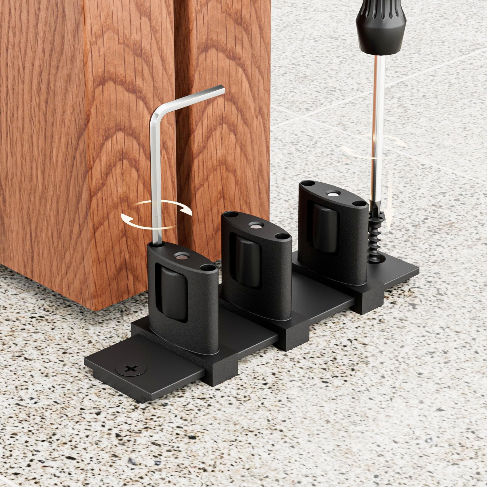 BONIKLUBA Adjustbale Bypass Sliding Barn Door Floor Guide for Bottom,Black