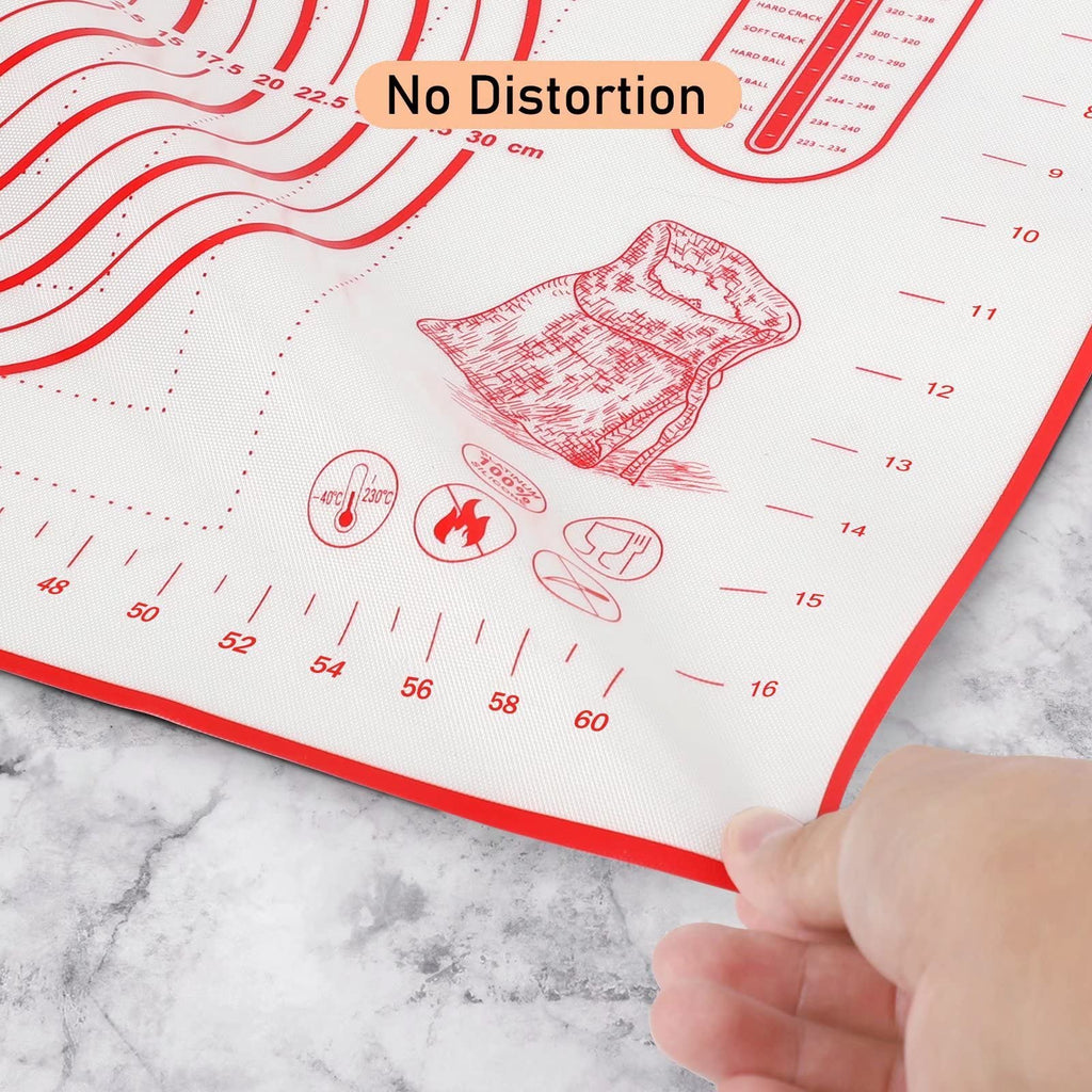 Silicone Baking Mat, Pastry Mat for Rolling Dough Non Slip Extra Large, 20" x 28", Red, Fondant Mat
