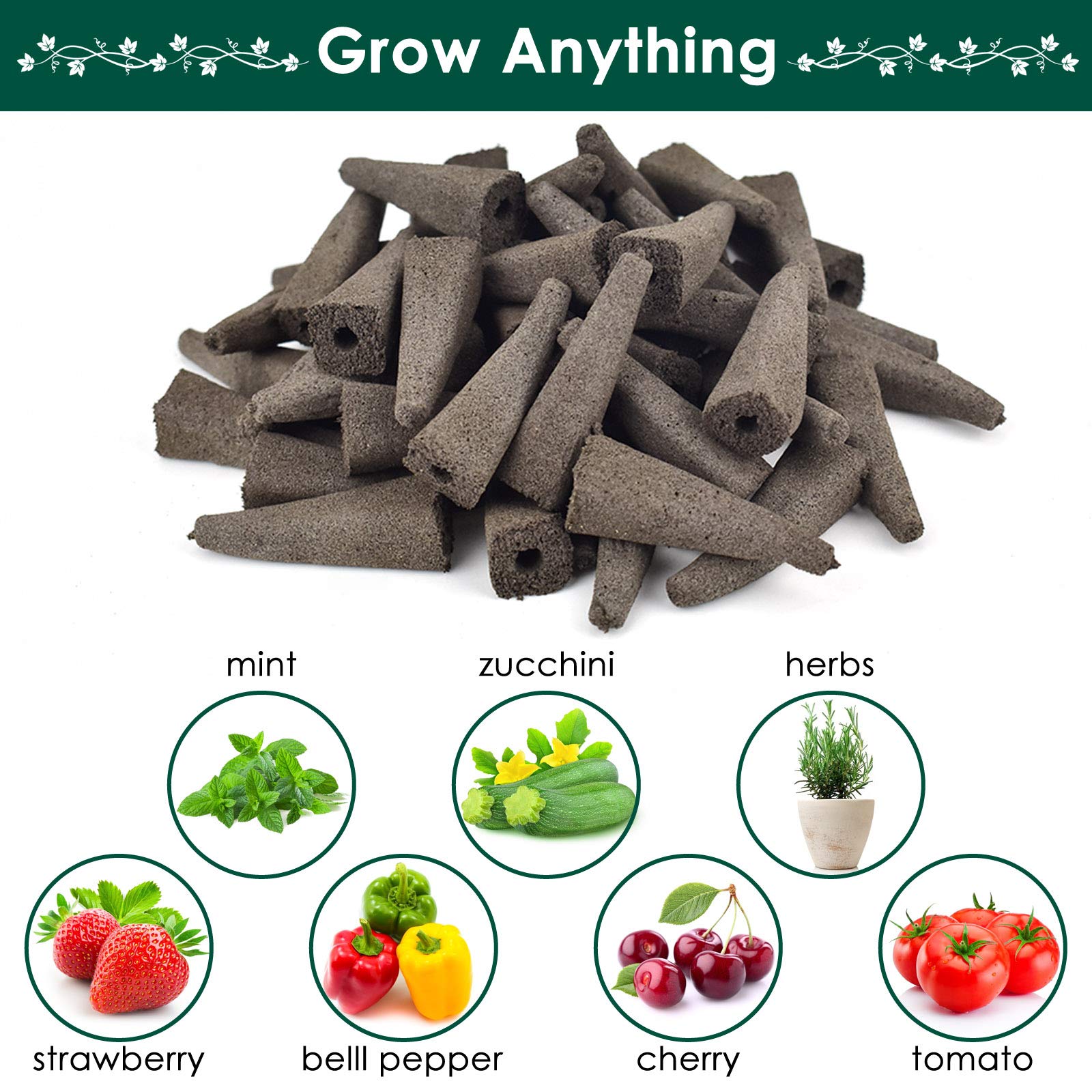 PACETAP Replacement Grow Sponges for Aerogardens (50 Pack) - Compatible Seed Pod Sponge Plugs for Hydroponic, Seed Starting