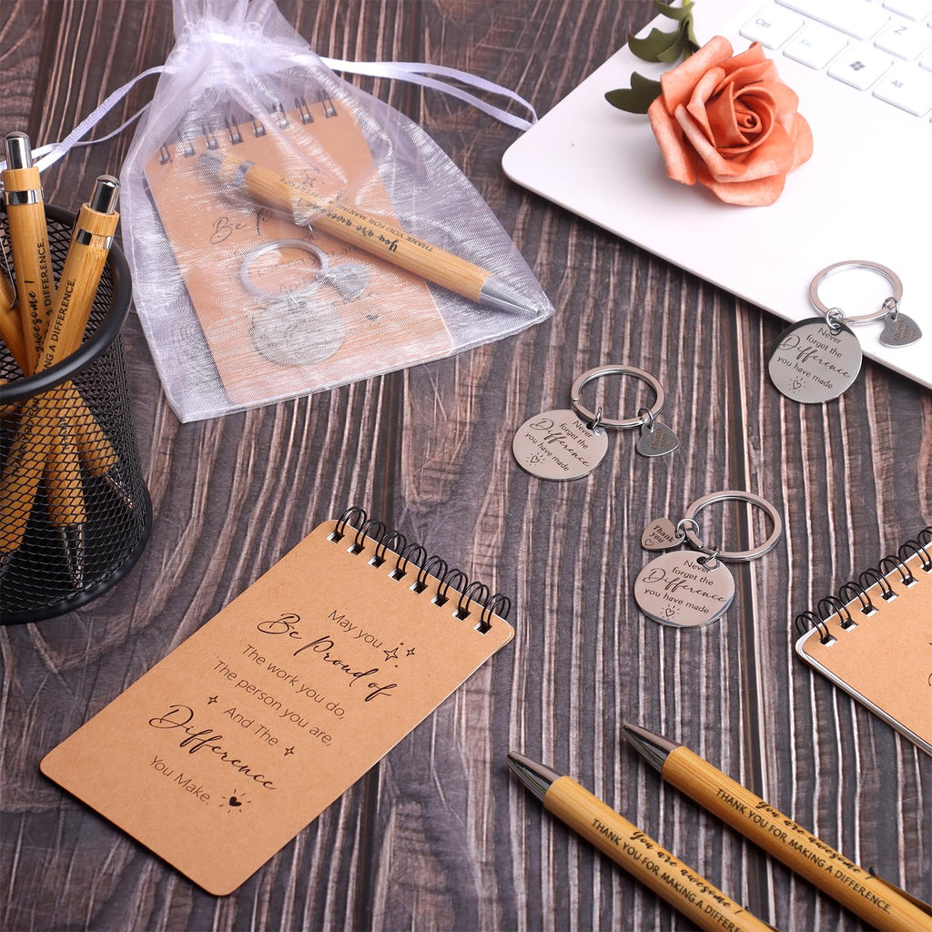 GANGBARU 40Pcs Thank You Gifts Employee Appreciation Gifts Set Motivational Notepads Inspirational Pen Thank You Keychain Organza Bag for Coworker Teacher Nurse Staff Back to School Gifts (Proud)