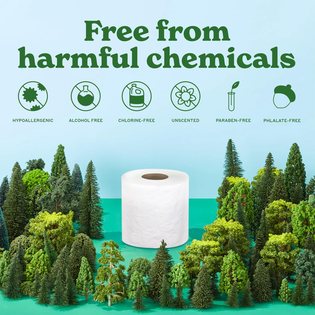Caboo Tree-Free Toilet Paper, Septic Safe Bath Tissue, Eco Friendly Soft 2 Ply Sheets, 300 Sheets Per Roll, 16 Double Rolls