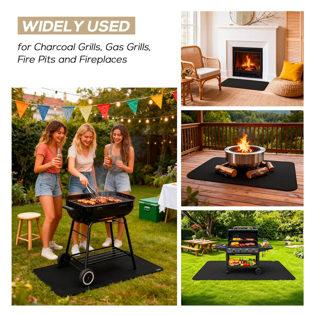 FIREWESS Under Grill Mat for Outdoor Grill, 30x48inch Double-Sided Fireproof Grill Pad,Perfect for Outdoor Barbecue Spots,Fireproof, Waterproof, and Oilproof BBQ Protector for Decks and Patios