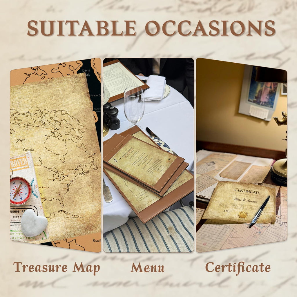Goefun Vintage Stationery Paper, Parchment Printer Paper 8.5 x 11, 100 Sheets Aged Stationery for Letter Writing, Certificates, Diplomas, Resumes, Crafts（100 GSM）