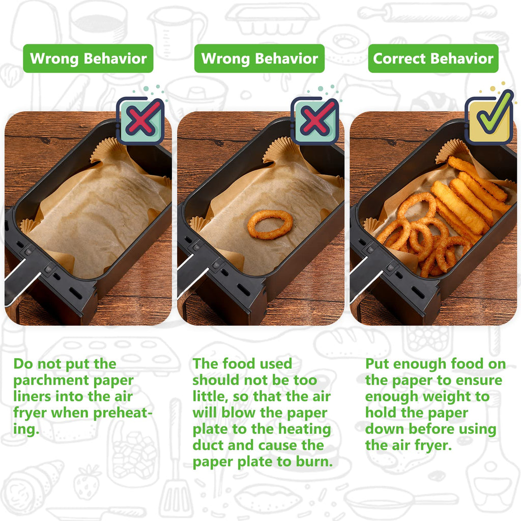 Ninja Dual Air Fryer Liners - 260 Disposable Parchment Paper Liners, 8.6''*5.5'', Rectangle, with Cook Times
