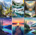 EWJRNSF 6 Pack 5D Diamond Painting Kits for Adults, Diamond Art Kits for Beginners of All Ages, Round Full Drill Painting by Numbers Crafts Home Wall Decor 12 x 16 Inches Landscape