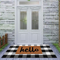 Cekene Buffalo Plaid Outdoor Checkered Rug 2x4.2ft Buffalo Plaid Rug Cotton Woven Washable Front Door Mat Indoor Rugs for Entrance Front Porch Patio