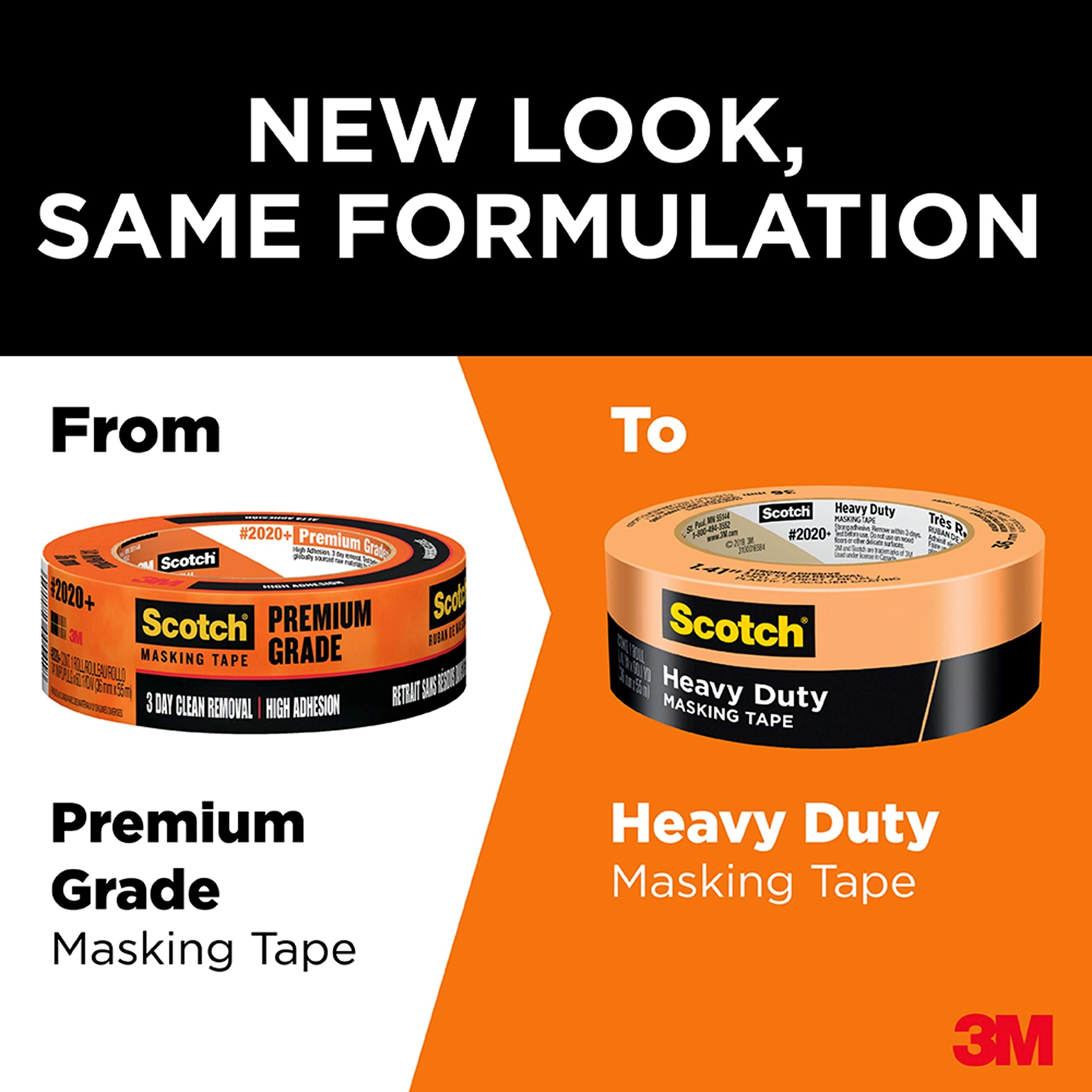 Scotch Heavy Duty Painter's Tape, 4 Rolls, 1.41 in x 60.1 yd, for Use On Vinyl, Carpet, Metal, & Plastic, Indoor & Outdoor Masking Tape, Bonds Aggressively, 3-Day Clean Removal (2020+-36AP4)